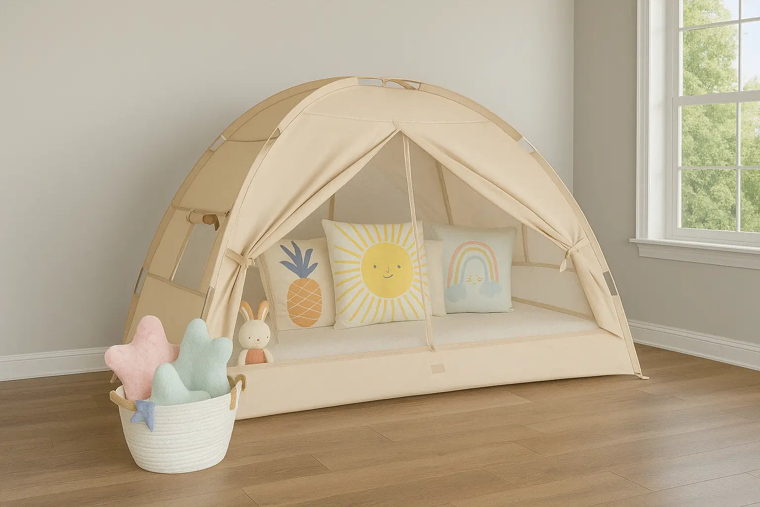 LEEDOR Twin Bed Tent for Kids and Adults – 2-in-1 Privacy Canopy with Blackout and Mesh, Mosquito Net Sleep Tent for Indoor Use