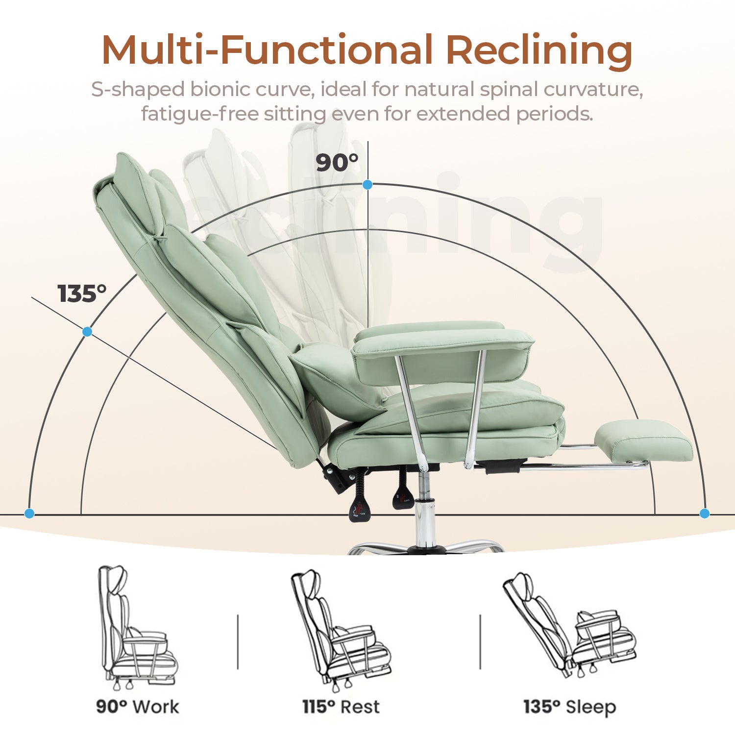 Big & Tall Executive Leather Office Chair ā 400lbs Ergonomic High Back Desk Chair with Lumbar Support, Adjustable Tilt, Footrest & Padded Armrests