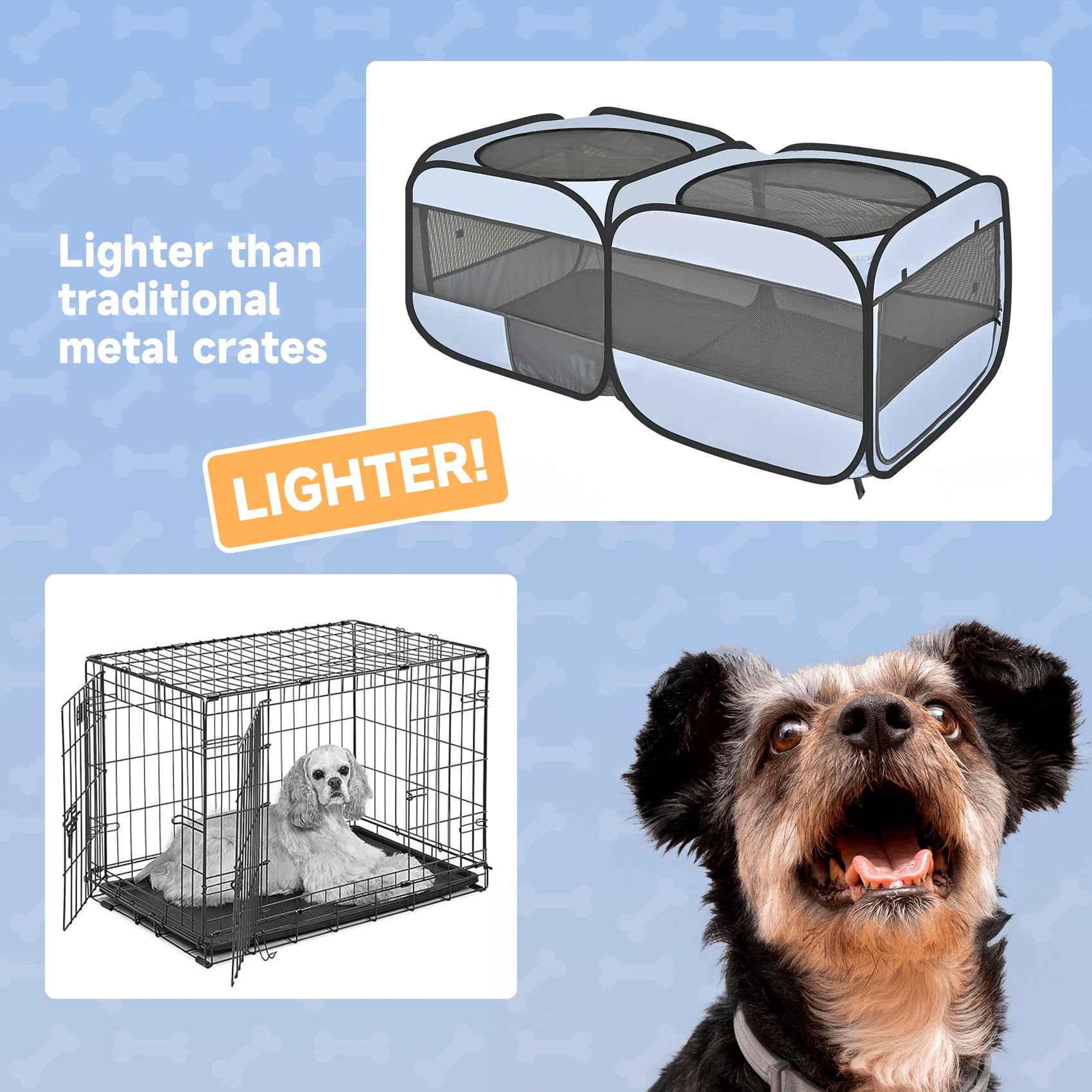 2-in-1 Portable Dog & Cat Playpen – Pop-Up Pet Tent for Indoor & Outdoor Use, Foldable Crate Kennel for Small Animals