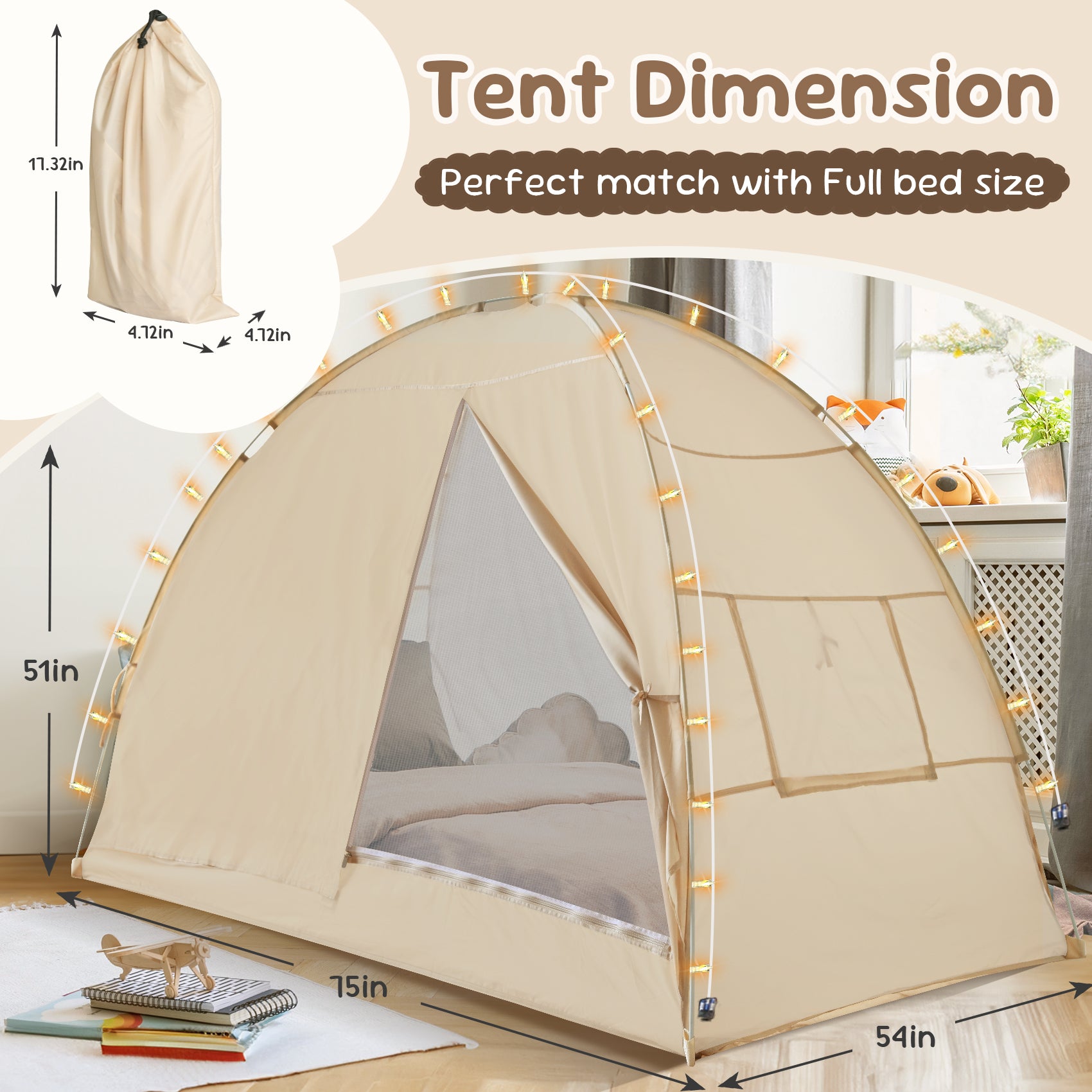 LEEDOR Twin Bed Tent for Kids and Adults – 2-in-1 Privacy Canopy with Blackout and Mesh, Mosquito Net Sleep Tent for Indoor Use