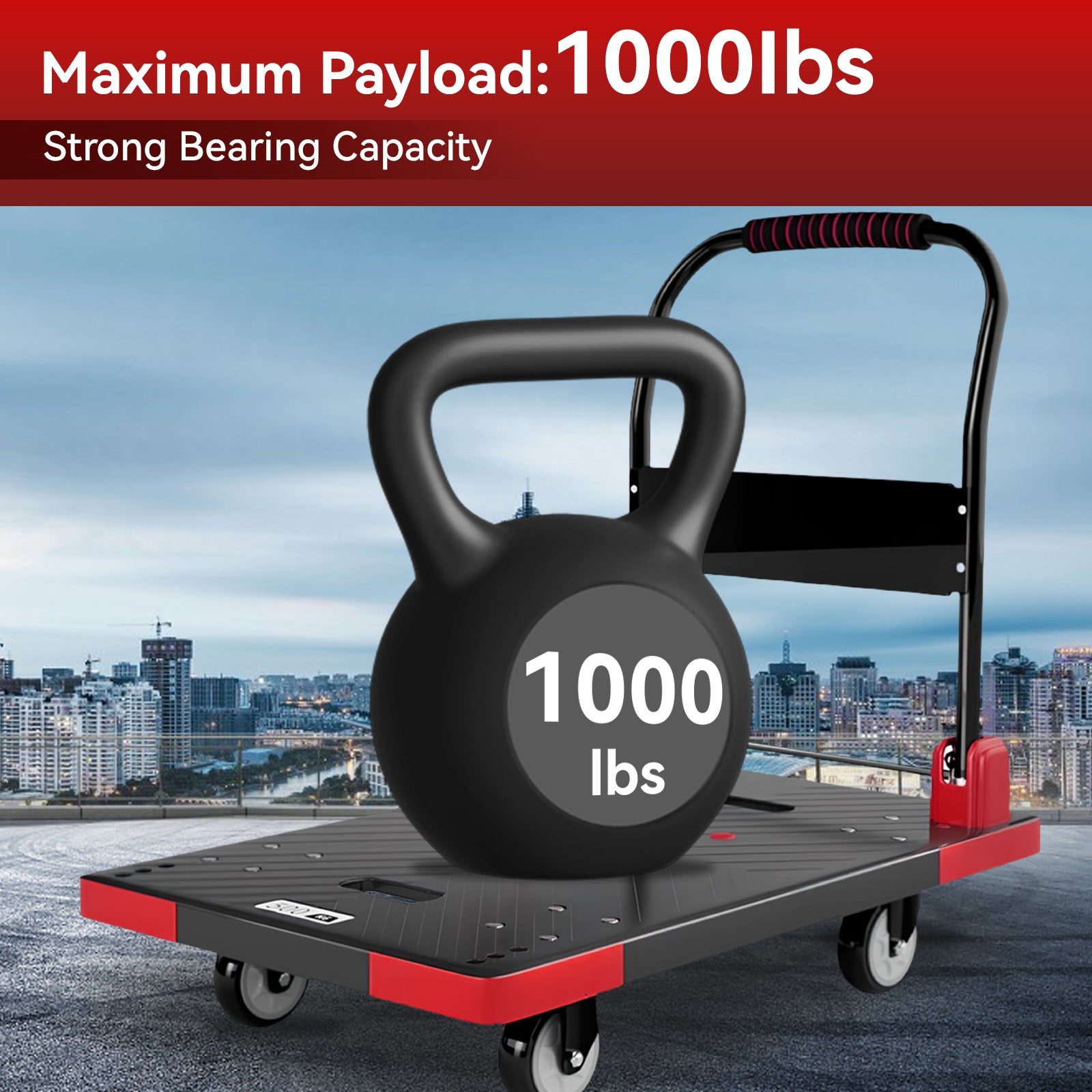 Folding Platform Truck Cart 200LBS/1000LBS ā Heavy Duty Push Dolly with Swivel Wheels, Foldable Handle