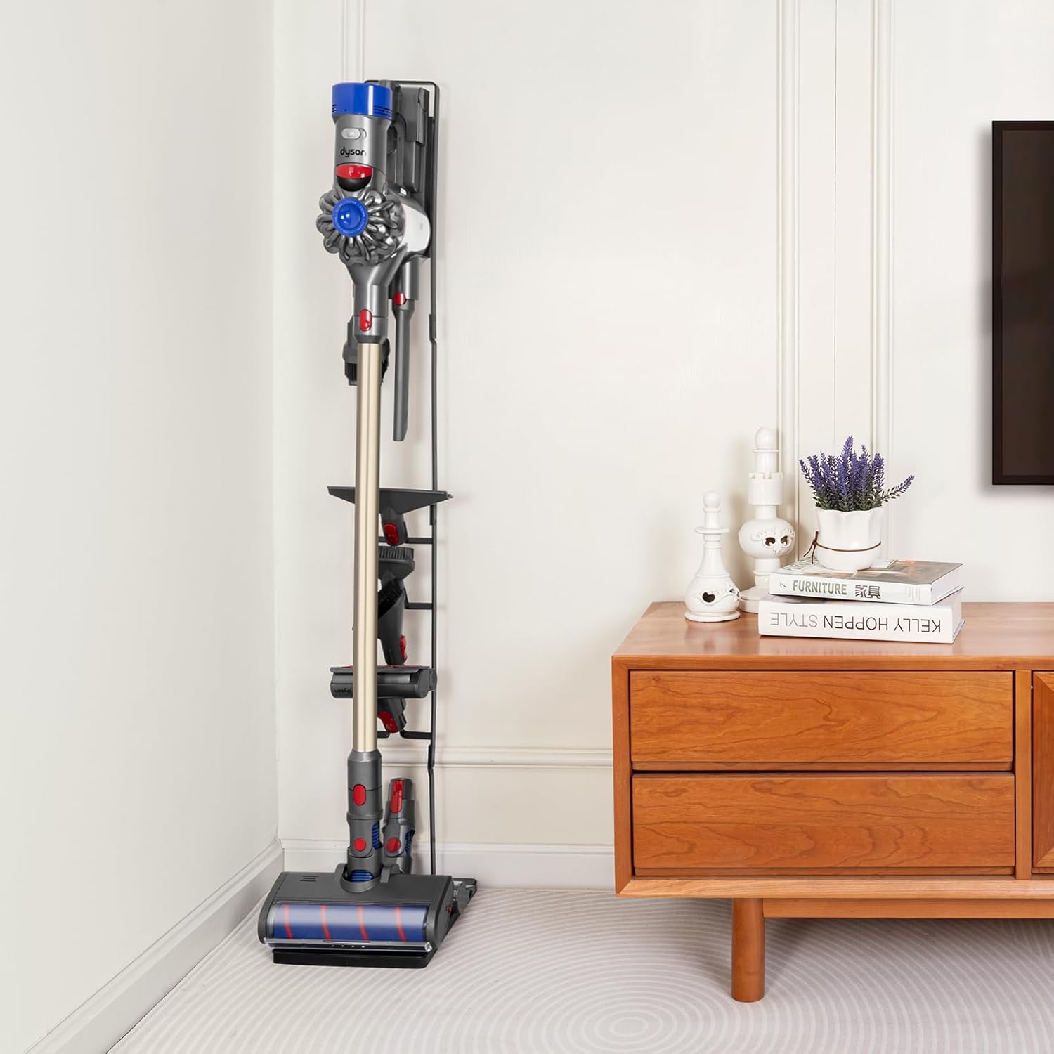 Cordless Vacuum Stand with Clamp & Accessory Hooks β Heavy Metal Base (V6βV15 Compatible)
