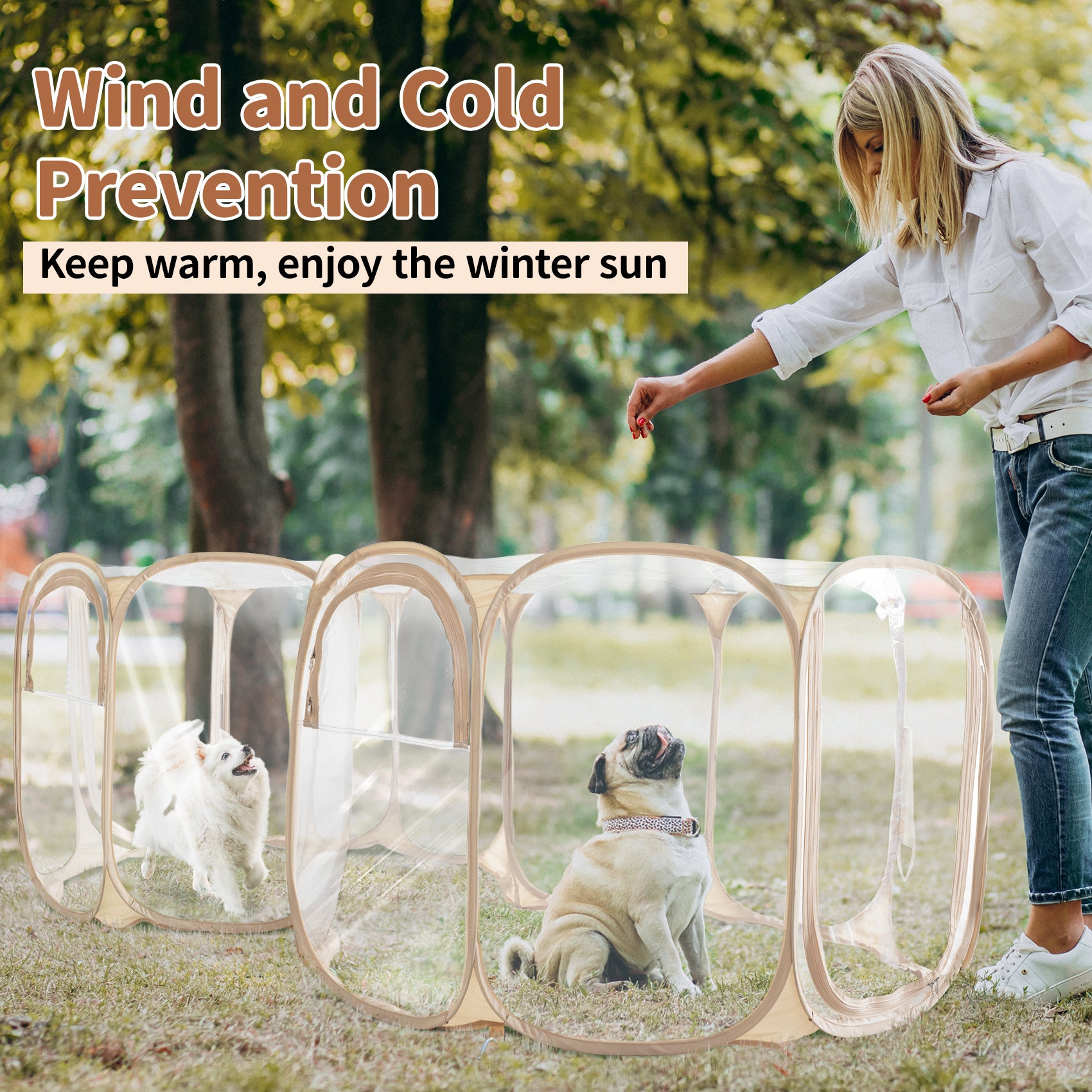 Alvantor Clear Pet Puppy Dog Playpen Indoor/Outdoor, Portable Playpen for Dog and Cat, Foldable Pop Up Dog Kennel Playpen with Carring Case, Size: 90"x45"x28"