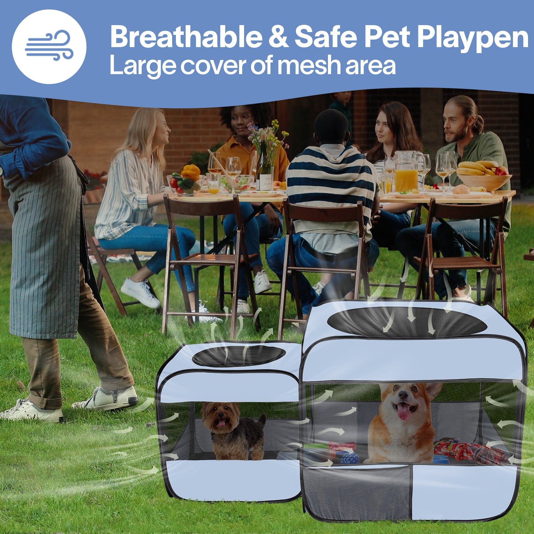 Alvantor Pop up Portable Cat Playpen 2-in-1 Dog Playpen,No Assembly Need, Pet Cat Dog Tent Crates with Pet Pee Pads,(53.2''x31.5''x27.6''H)