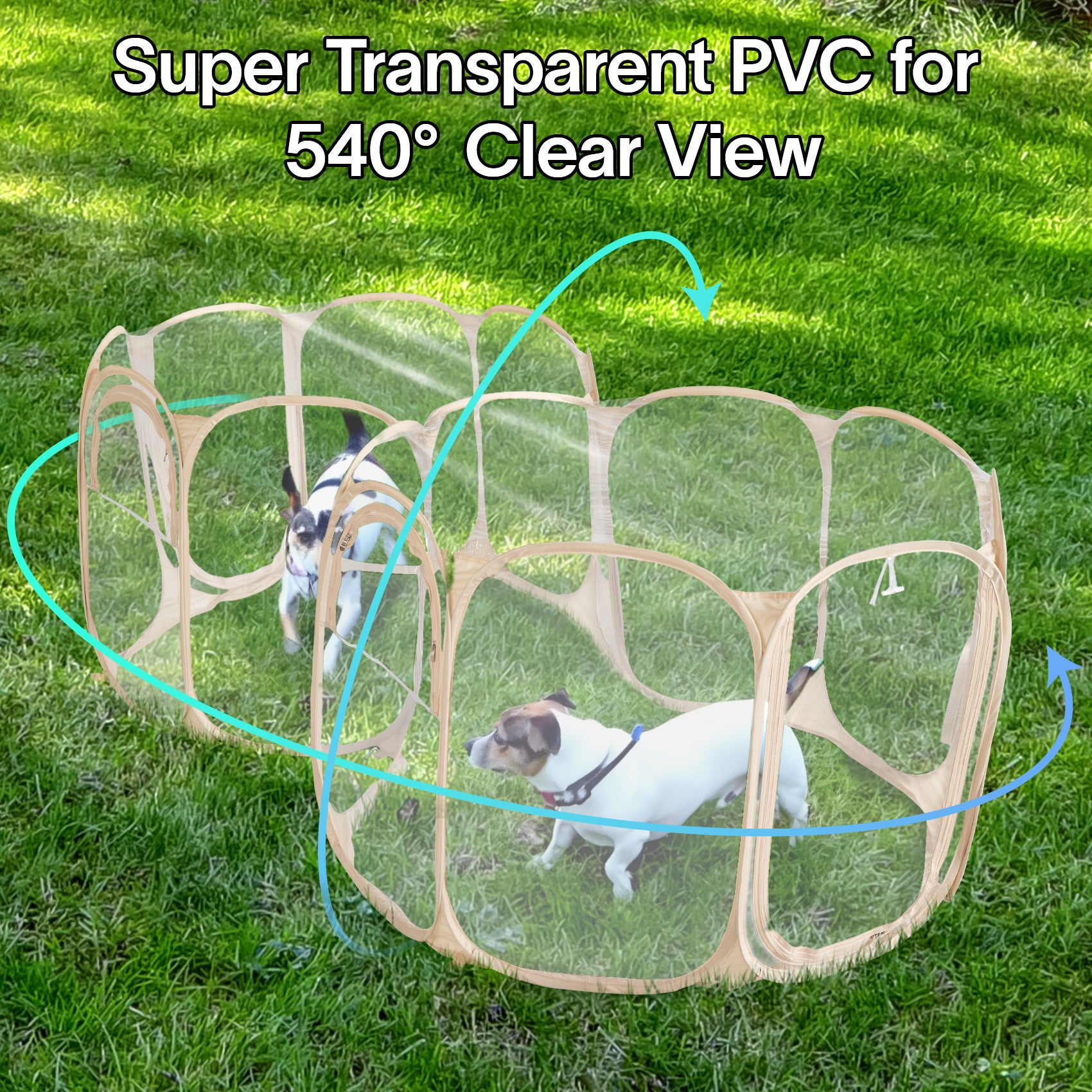 Alvantor Clear Pet Puppy Dog Playpen Indoor/Outdoor, Portable Playpen for Dog and Cat, Foldable Pop Up Dog Kennel Playpen with Carring Case, Size: 90"x45"x28"