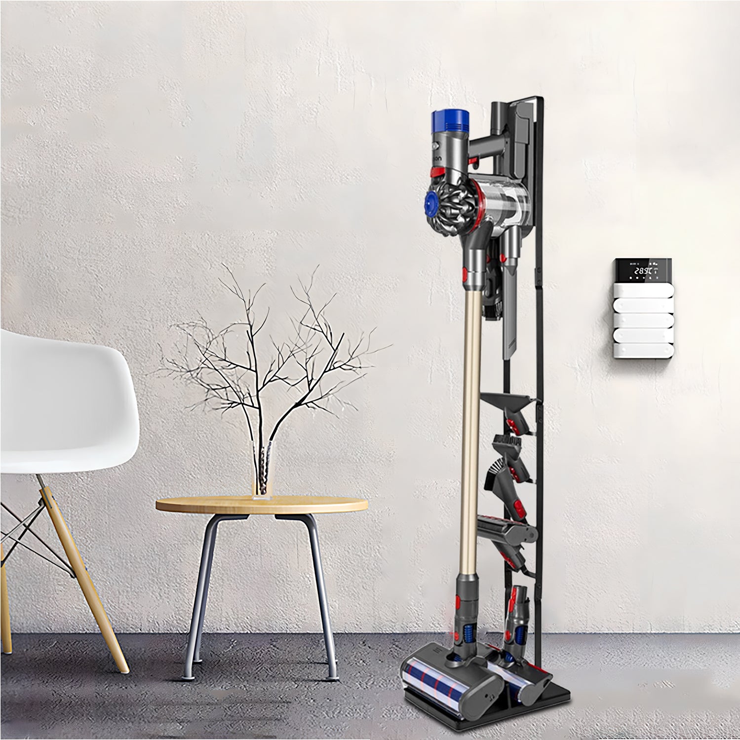 Cordless Vacuum Stand with Clamp & Accessory Hooks β Heavy Metal Base (V6βV15 Compatible)