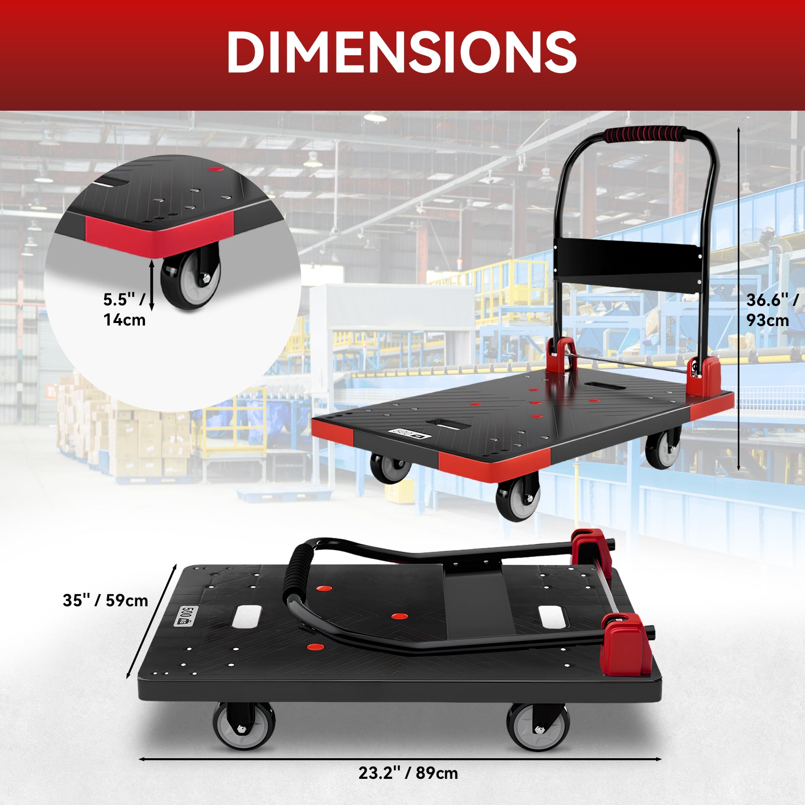 Folding Platform Truck Cart 200LBS/1000LBS ā Heavy Duty Push Dolly with Swivel Wheels, Foldable Handle