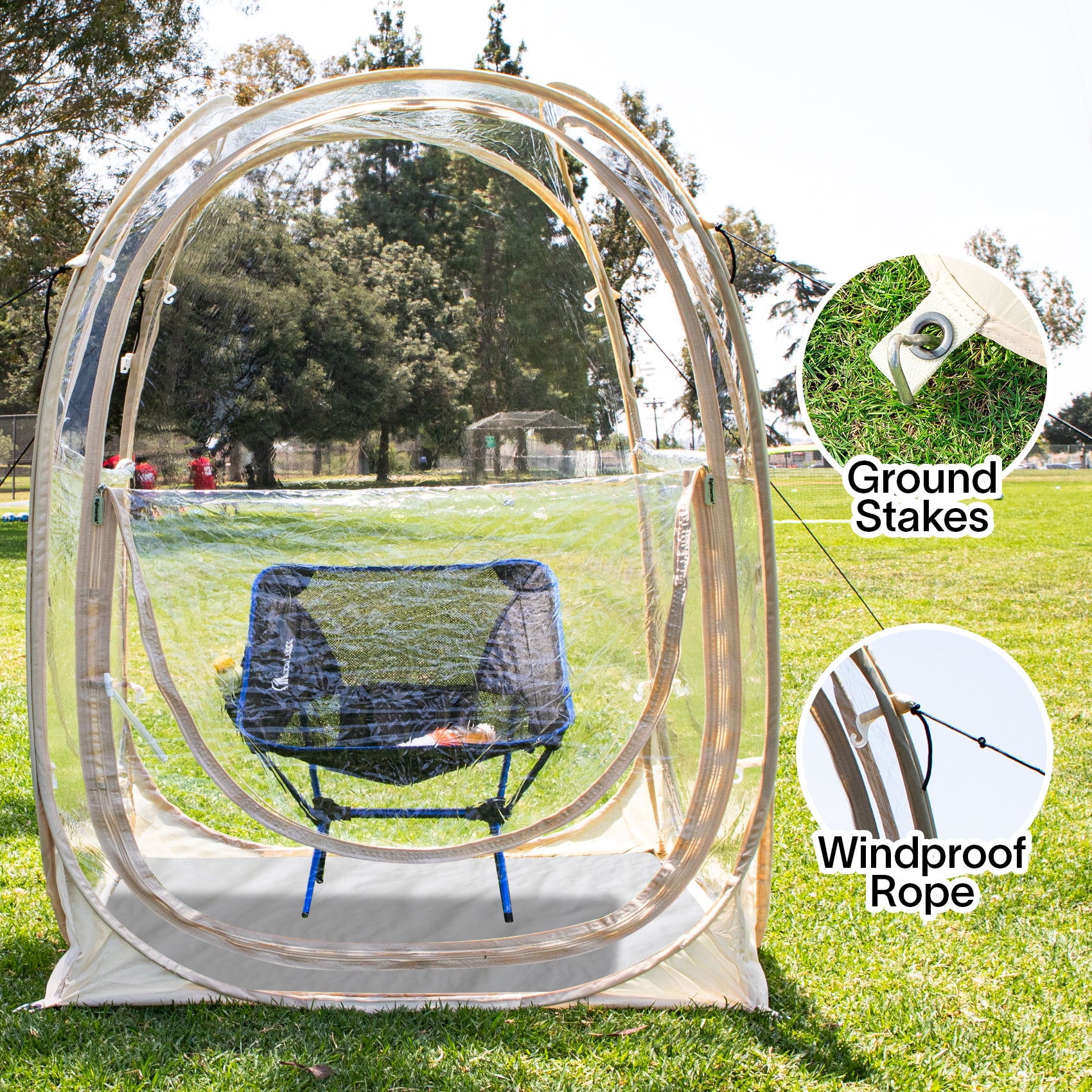EighteenTek Pop Up All Weather Sports Tent with Clear 360° View – Portable Instant Shelter for Outdoor Events, Fishing, Cheering, Rain & Sun Protection