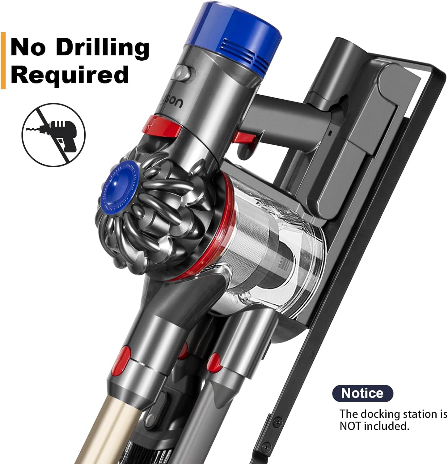 Cordless Vacuum Stand with Clamp & Accessory Hooks β Heavy Metal Base (V6βV15 Compatible)
