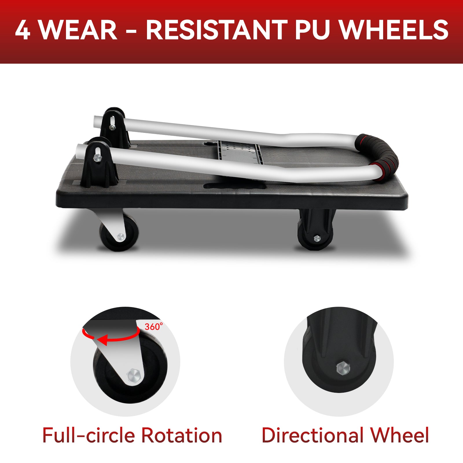 Folding Platform Truck Cart 200LBS/1000LBS ā Heavy Duty Push Dolly with Swivel Wheels, Foldable Handle
