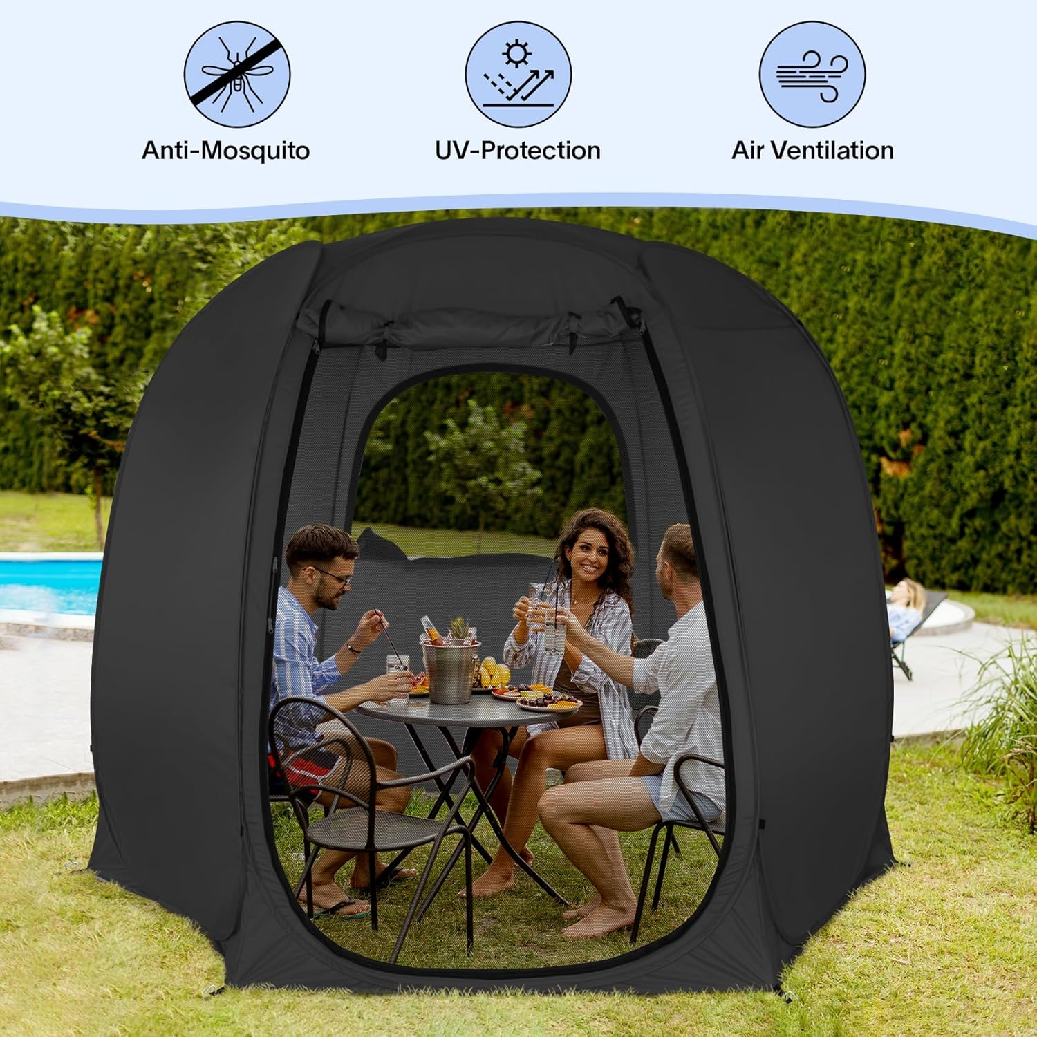 LEEDOR Screen House Room Mesh Net Tent Canopy Shelter Gazebo, Easy Setup & Waterproof & Sunshade, Suitable for Camping Trip, Backyard, Beach, Picnic, 10ft x 10ft