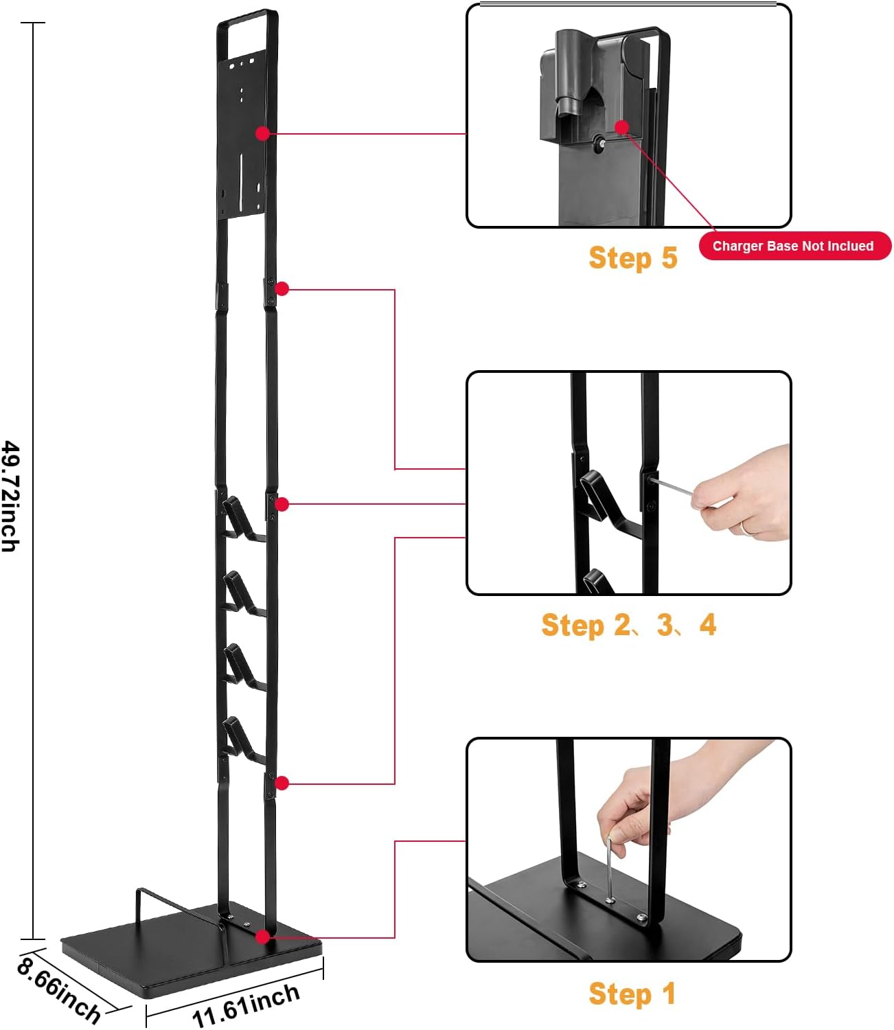 Cordless Vacuum Stand with Clamp & Accessory Hooks β Heavy Metal Base (V6βV15 Compatible)