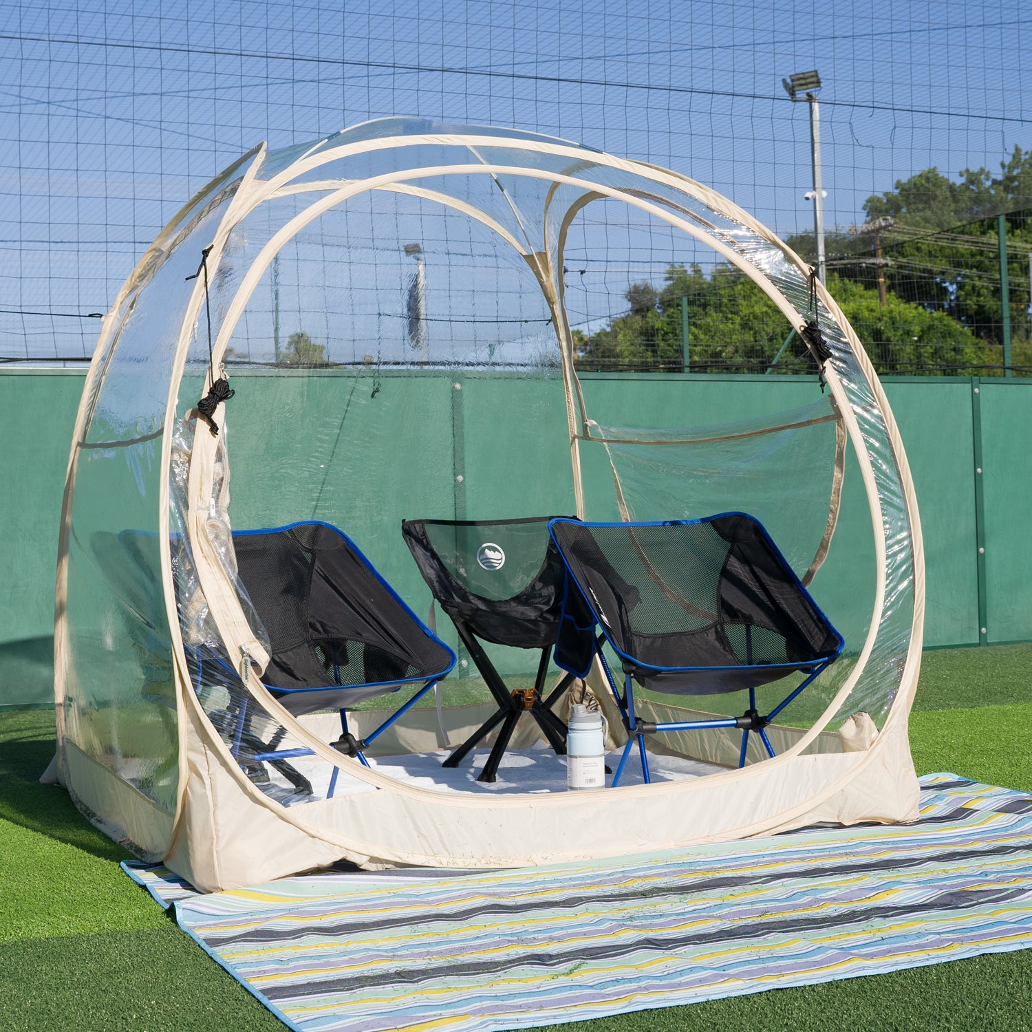 EighteenTek Pop Up All Weather Sports Tent with Clear 360° View – Portable Instant Shelter for Outdoor Events, Fishing, Cheering, Rain & Sun Protection