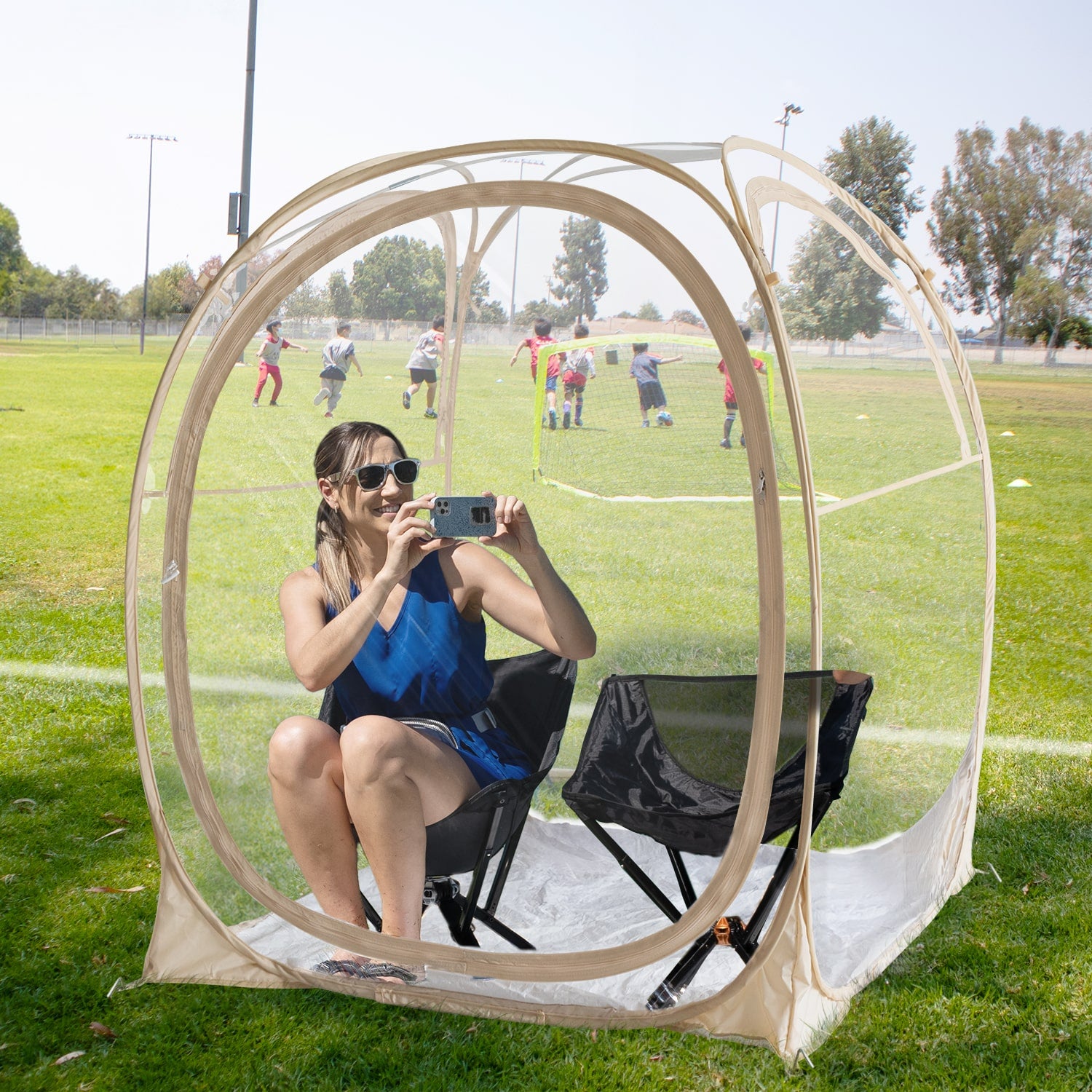 EighteenTek Pop Up All Weather Sports Tent with Clear 360° View – Portable Instant Shelter for Outdoor Events, Fishing, Cheering, Rain & Sun Protection
