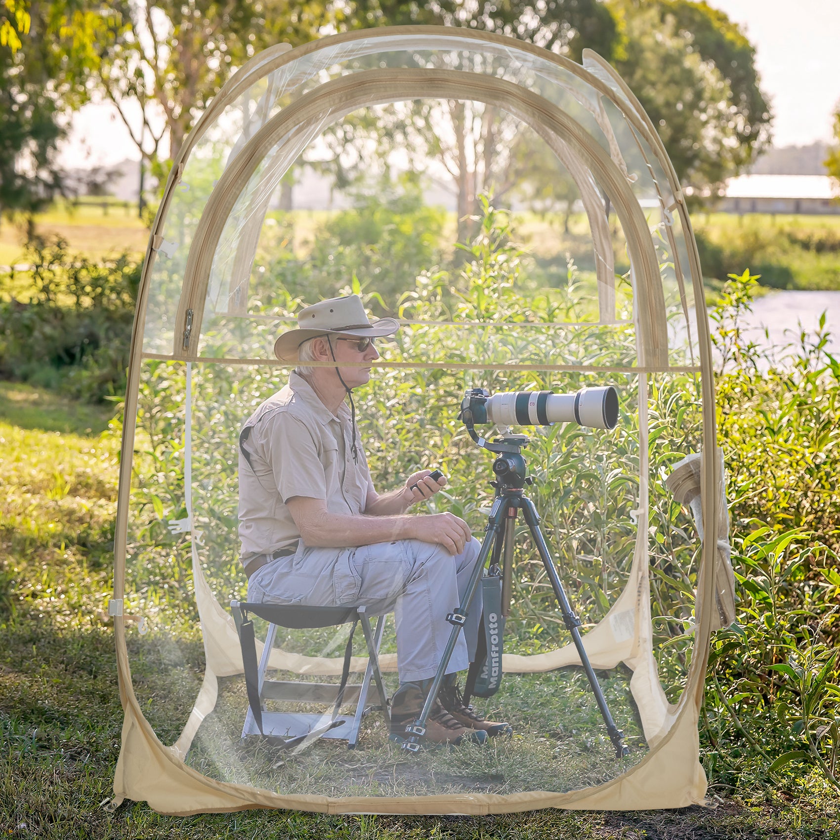 EighteenTek Pop Up All Weather Sports Tent with Clear 360° View – Portable Instant Shelter for Outdoor Events, Fishing, Cheering, Rain & Sun Protection