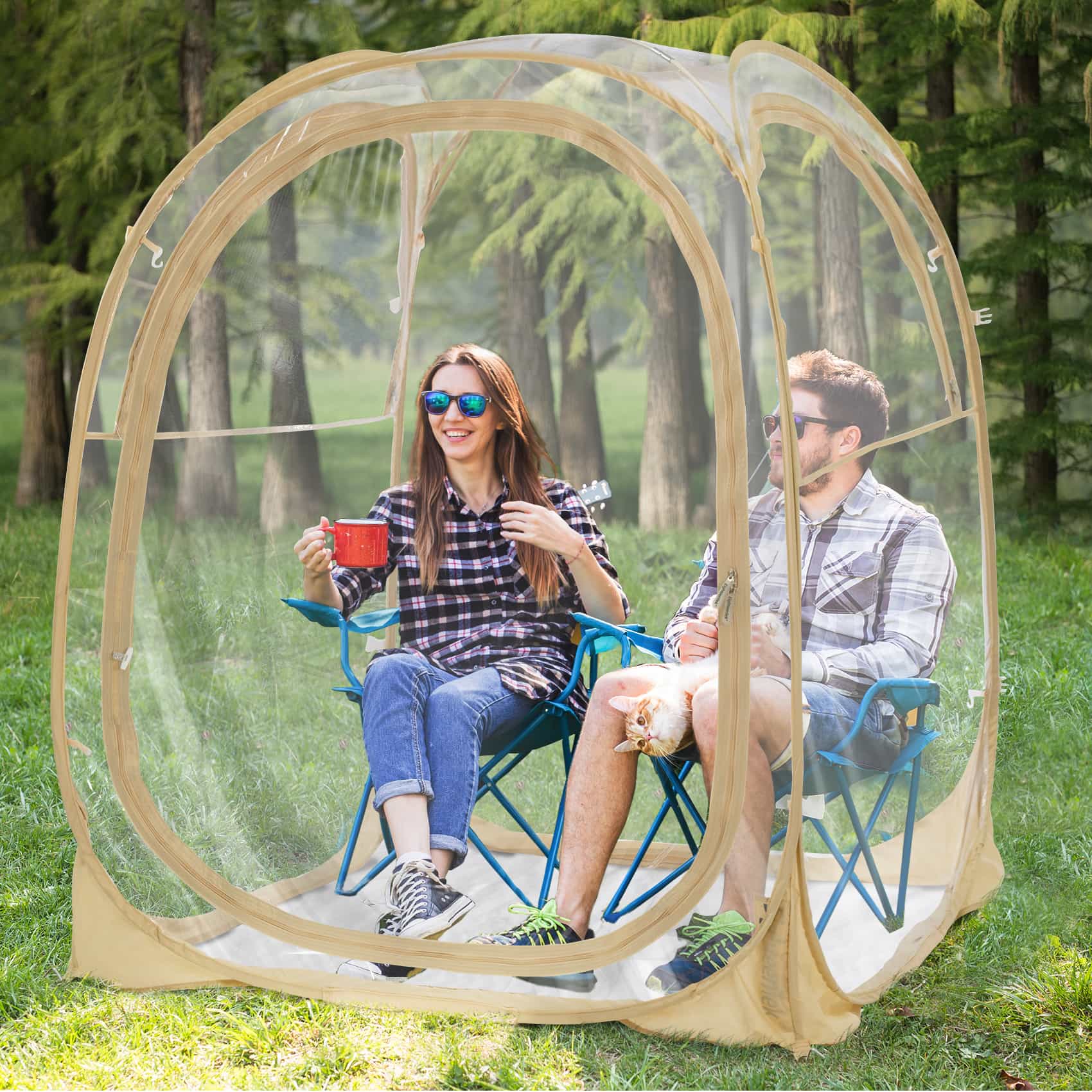 EighteenTek Pop Up All Weather Sports Tent with Clear 360° View – Portable Instant Shelter for Outdoor Events, Fishing, Cheering, Rain & Sun Protection