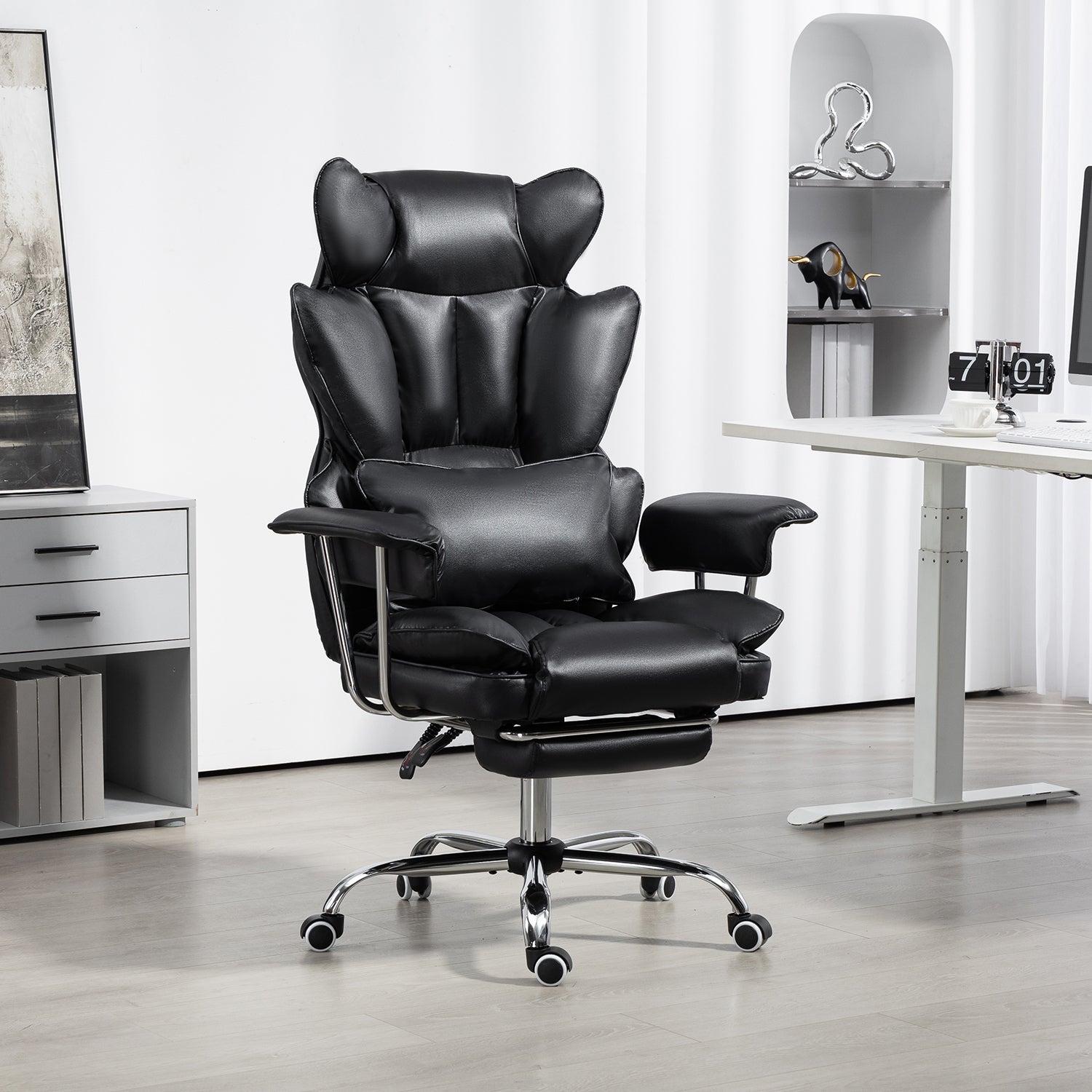 Big & Tall Executive Leather Office Chair ā 400lbs Ergonomic High Back Desk Chair with Lumbar Support, Adjustable Tilt, Footrest & Padded Armrests