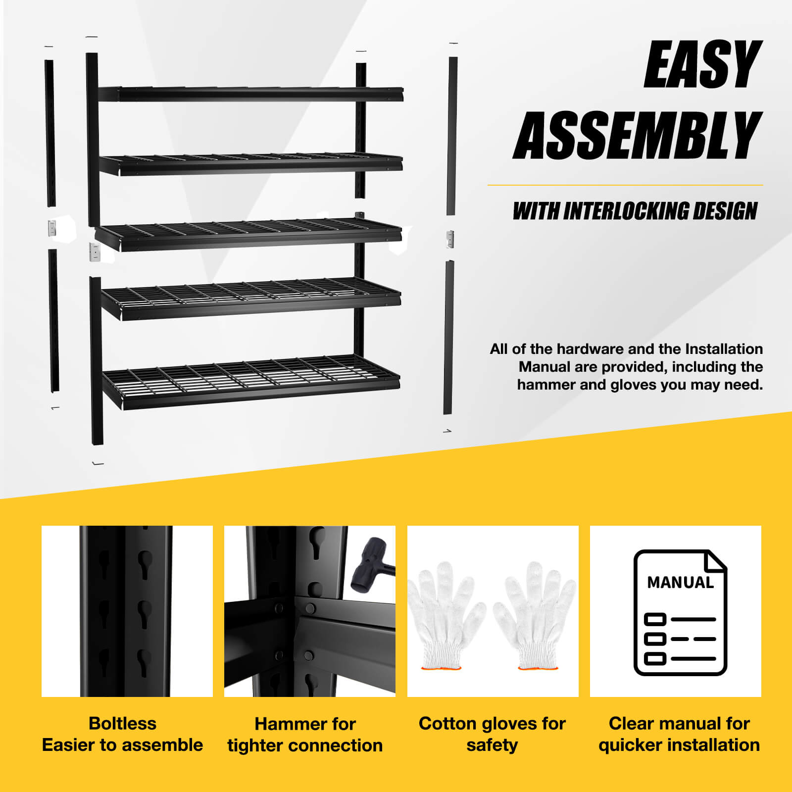 Heavy Duty Garage Shelving Unit โ 3000LBS Capacity, 5-Tier Adjustable Metal Storage Rack (71"H x 47"W x 24"D)