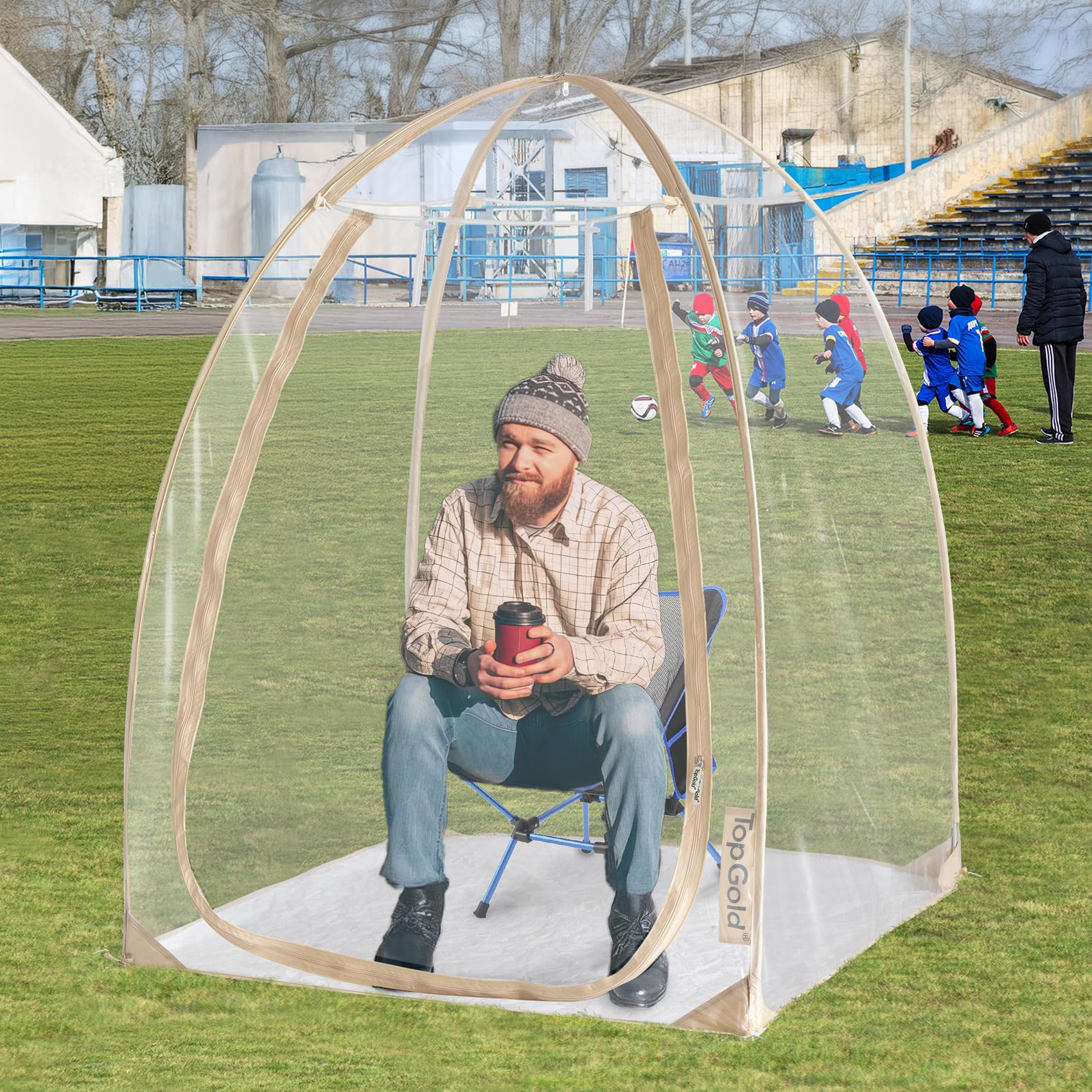 Sports Tent - 4 People Sports Tent Shelter Tent with Floor,Weathre Proof Sports Tent Waterproof Instant Tent Shelter Clear Tent for Outside Sports, Games, Fishing