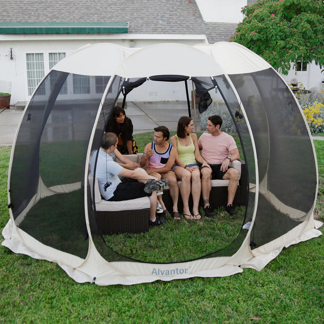 12'x12' pop up screen house as backyard party tent event shelter