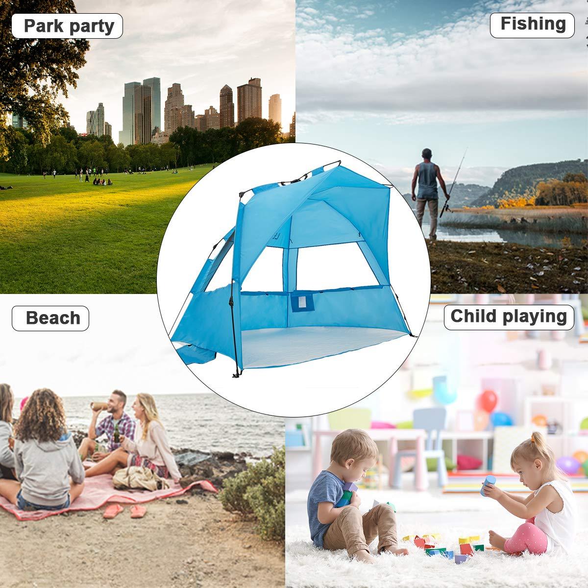 Leedor Beach Tent Sun Shelter Instant Beach Umbrella Easy Cabana - Alvantor