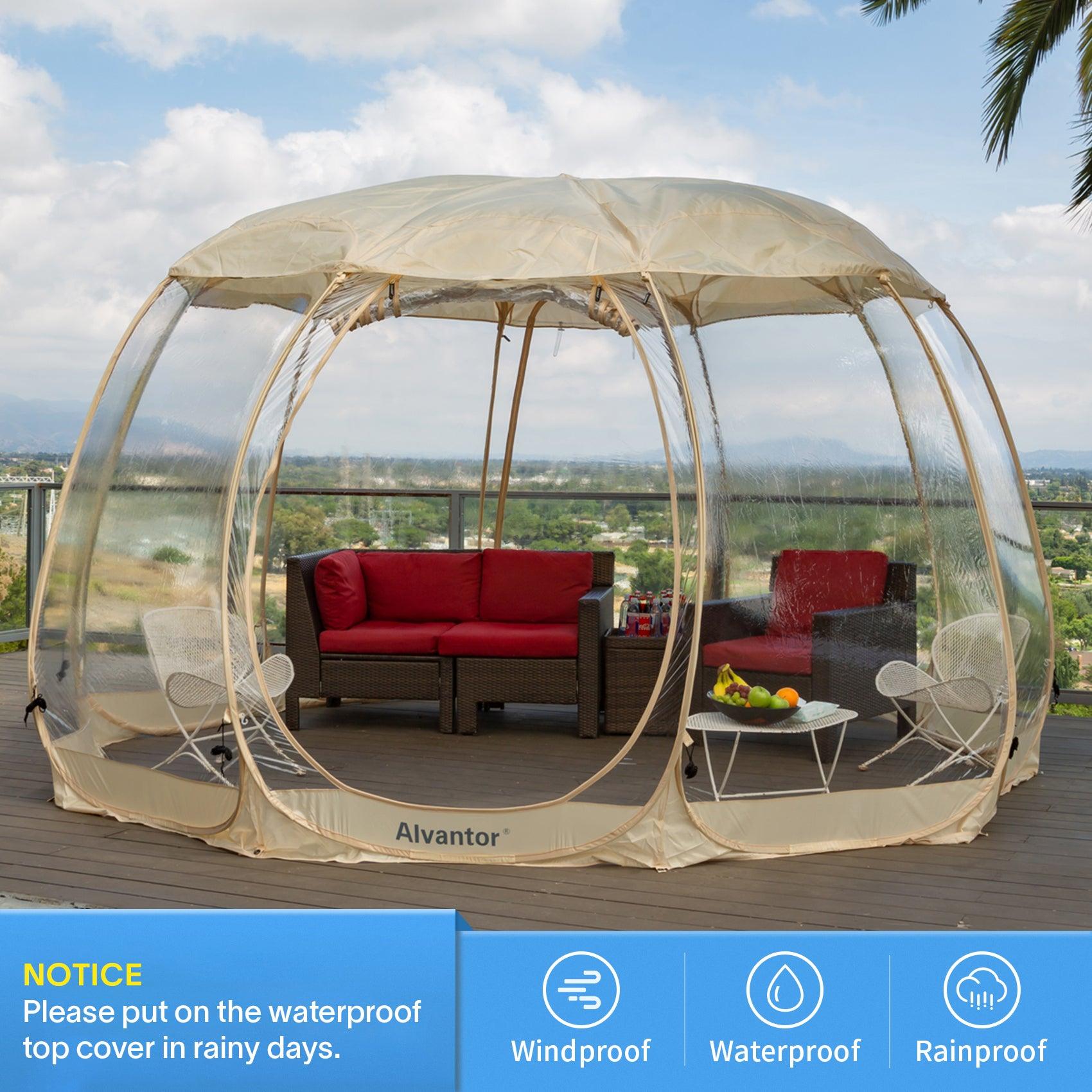 Beige Bubble Tent™ Pop Up Gazebo™ Instant Pop-Up Canopy Clear Garden Igloo Patented