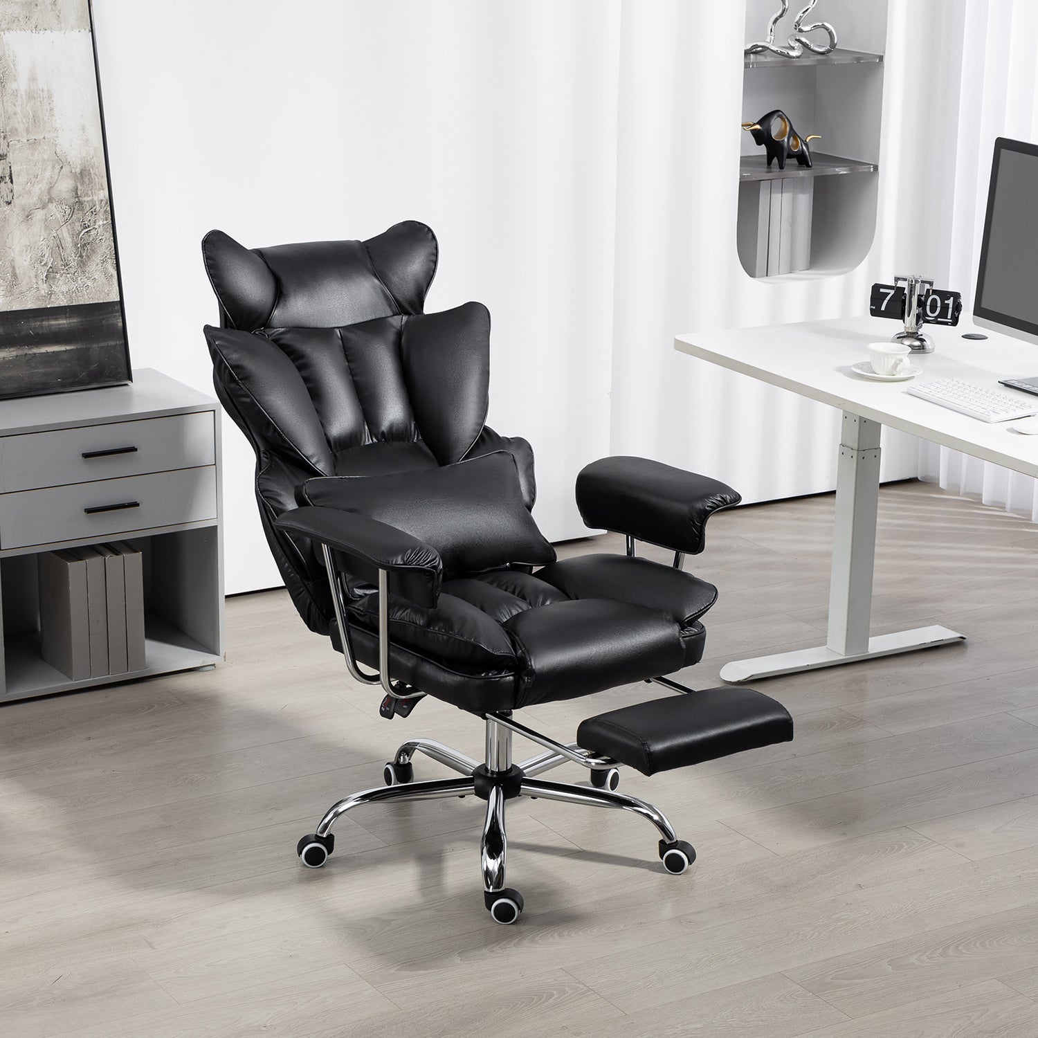 Big & Tall Executive Leather Office Chair – 400lbs Ergonomic High Back Desk Chair with Lumbar Support, Adjustable Tilt, Footrest & Padded Armrests