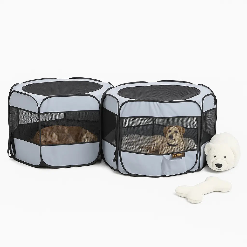 2-in-1 Cat & Dog Playpen – Detachable Pet Tent with Extra Doors & Pee Pads for Indoor & Outdoor Use