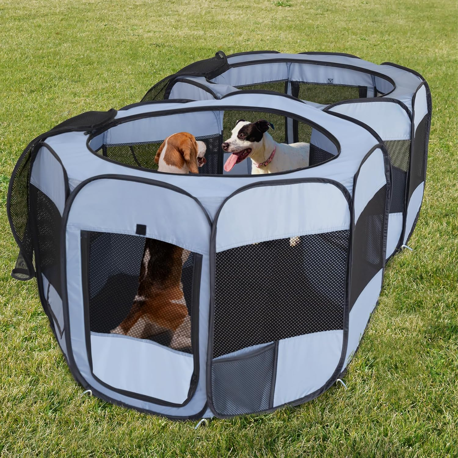 2-in-1 Pop Up Pet Playpen– Portable Dog Cat Tent for Indoor Outdoor Use