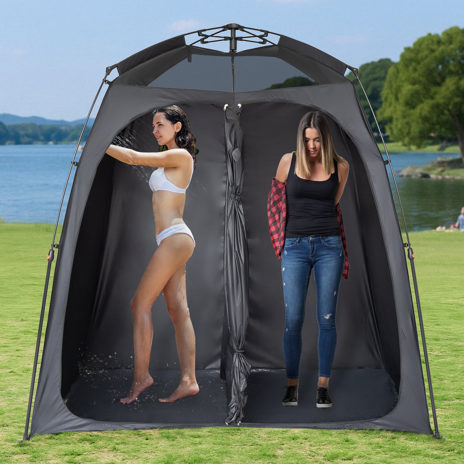 2 Rooms Privacy Outdoor Shower Tent