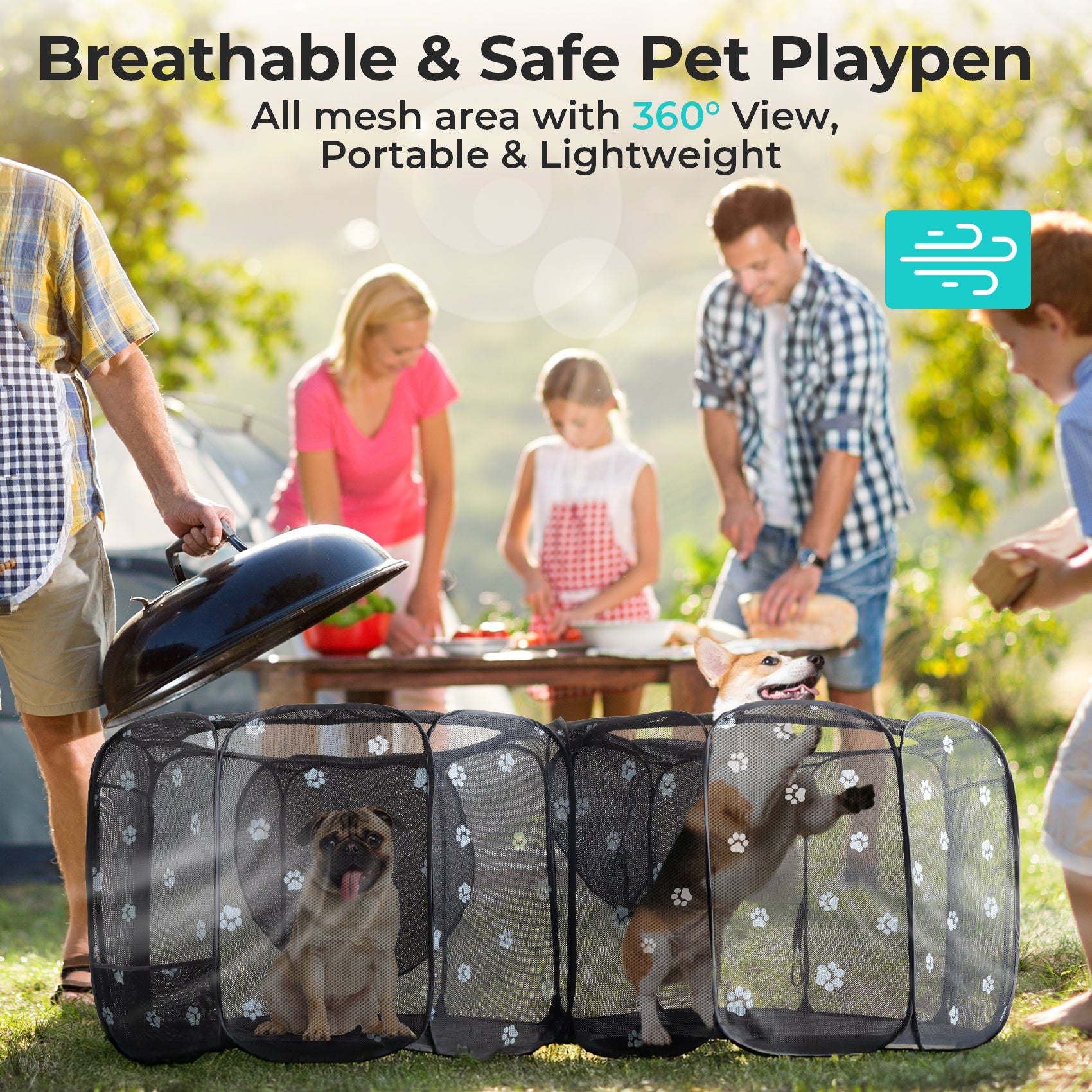 Alvantor 2in1 Cat Playpen with Pee Pad Pop Up Dog Pet Playpen for Indoor Outdoor Cat Enclosure, Portable Pet Playpen, Kitten Puppy Foldable Play Pen Cat Dog Tent Crate Cage Kennel, S/M/L