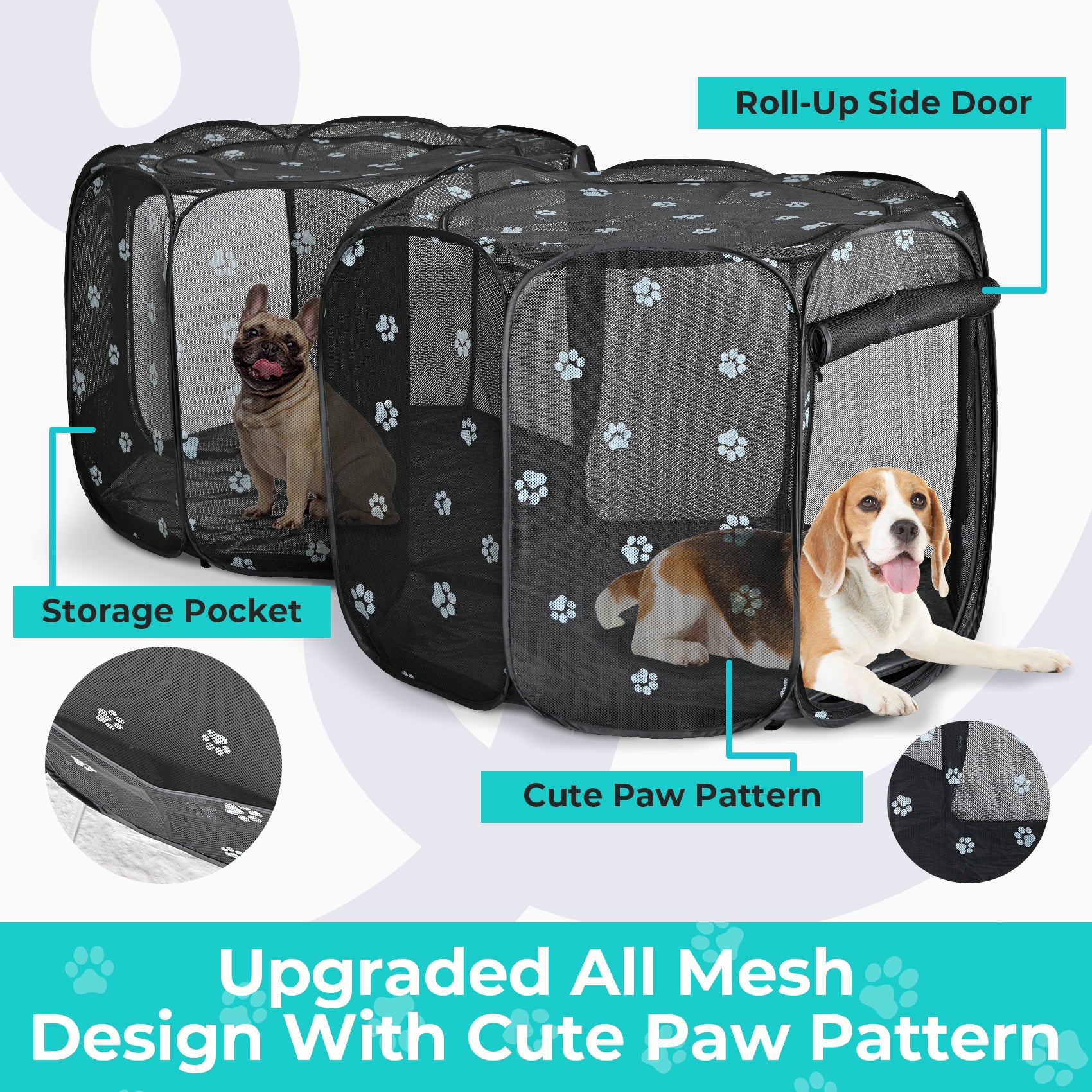 Alvantor 2in1 Cat Playpen with Pee Pad Pop Up Dog Pet Playpen for Indoor Outdoor Cat Enclosure, Portable Pet Playpen, Kitten Puppy Foldable Play Pen Cat Dog Tent Crate Cage Kennel, S/M/L