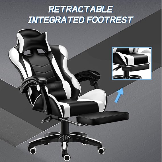 Ergonomic Racing Gaming Chair with Lumbar Support – Height Adjustable, Stylish & Comfortable Office Chair for Adults and Teens
