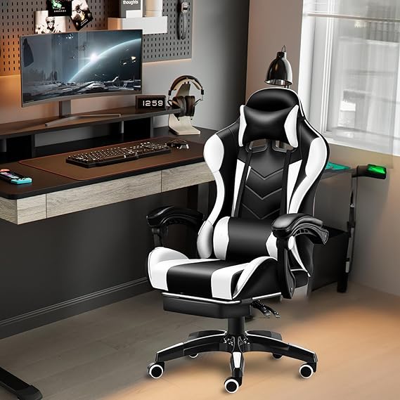 Ergonomic Racing Gaming Chair with Lumbar Support – Height Adjustable, Stylish & Comfortable Office Chair for Adults and Teens