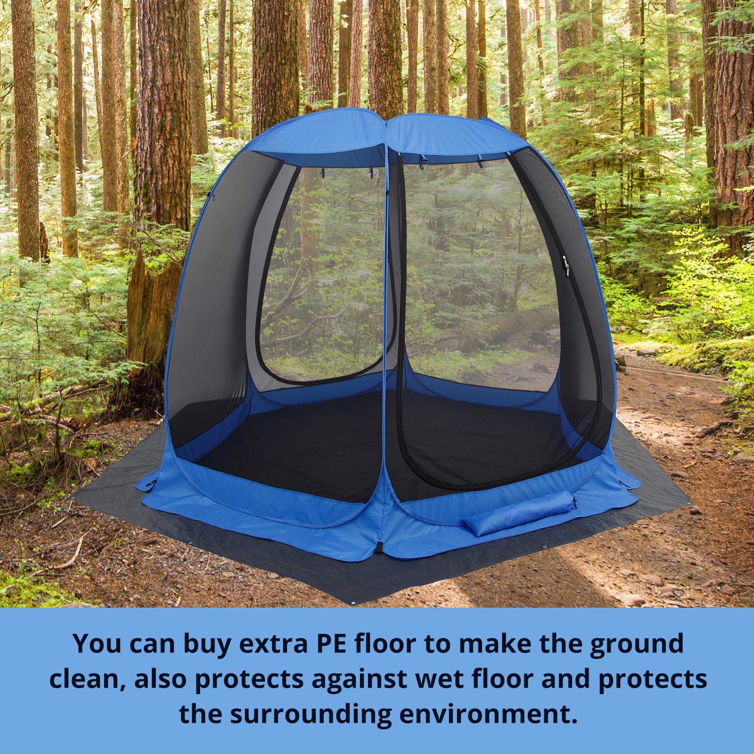 Pop-Up Screen House Room Camping Tent Outdoor Canopy Pop Up Sun Shade Hexagon Shelter Mesh Walls Not Waterproof 10'x10'