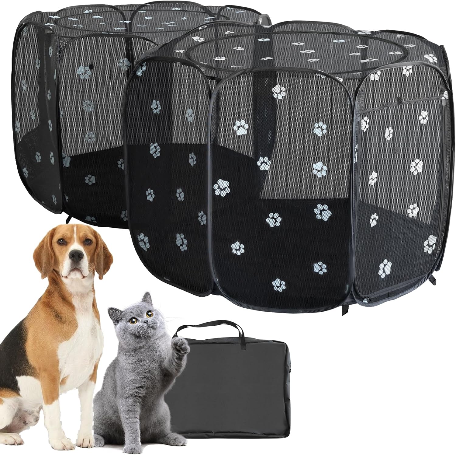 Alvantor 2in1 Cat Playpen with Pee Pad Pop Up Dog Pet Playpen for Indoor Outdoor Cat Enclosure, Portable Pet Playpen, Kitten Puppy Foldable Play Pen Cat Dog Tent Crate Cage Kennel, S/M/L