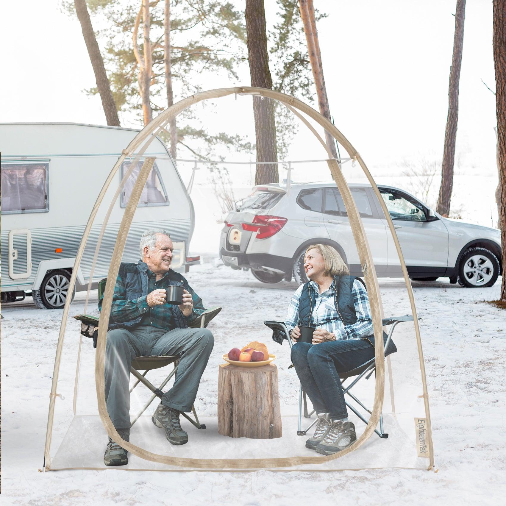 EighteenTek 7'x4' Pop Up Bubble Tent for snowy