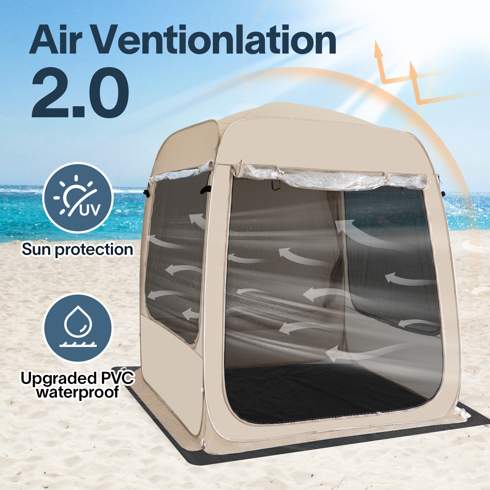 Eighteentek All-Weather SUV Camping Tent Pop-Up Screen Shelter with Mesh & Waterproof PVC | Fits SUV/Van/Truck | Portable 4-Season Car Tent