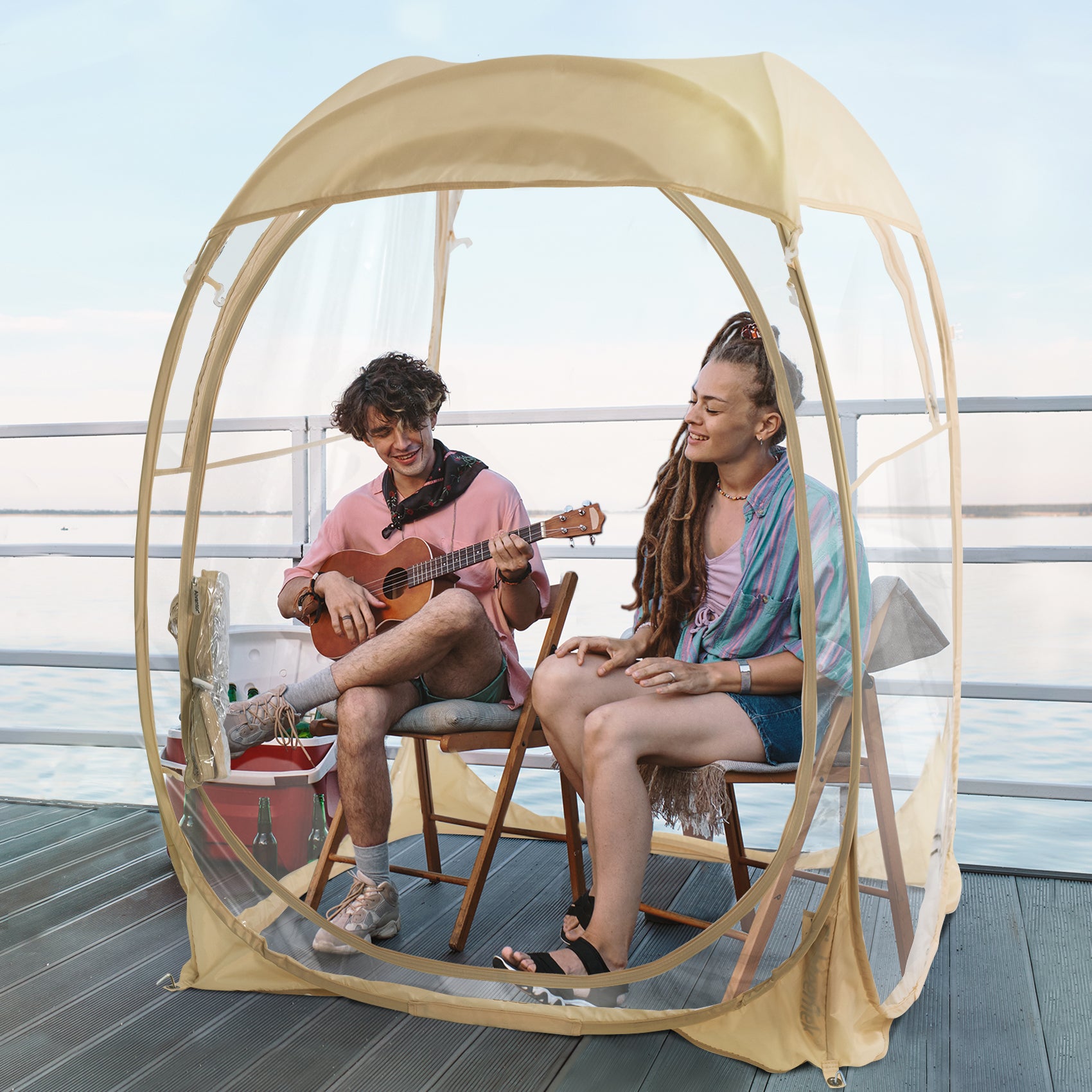 EighteenTek Pop Up All Weather Sports Tent with Clear 360° View – Portable Instant Shelter for Outdoor Events, Fishing, Cheering, Rain & Sun Protection
