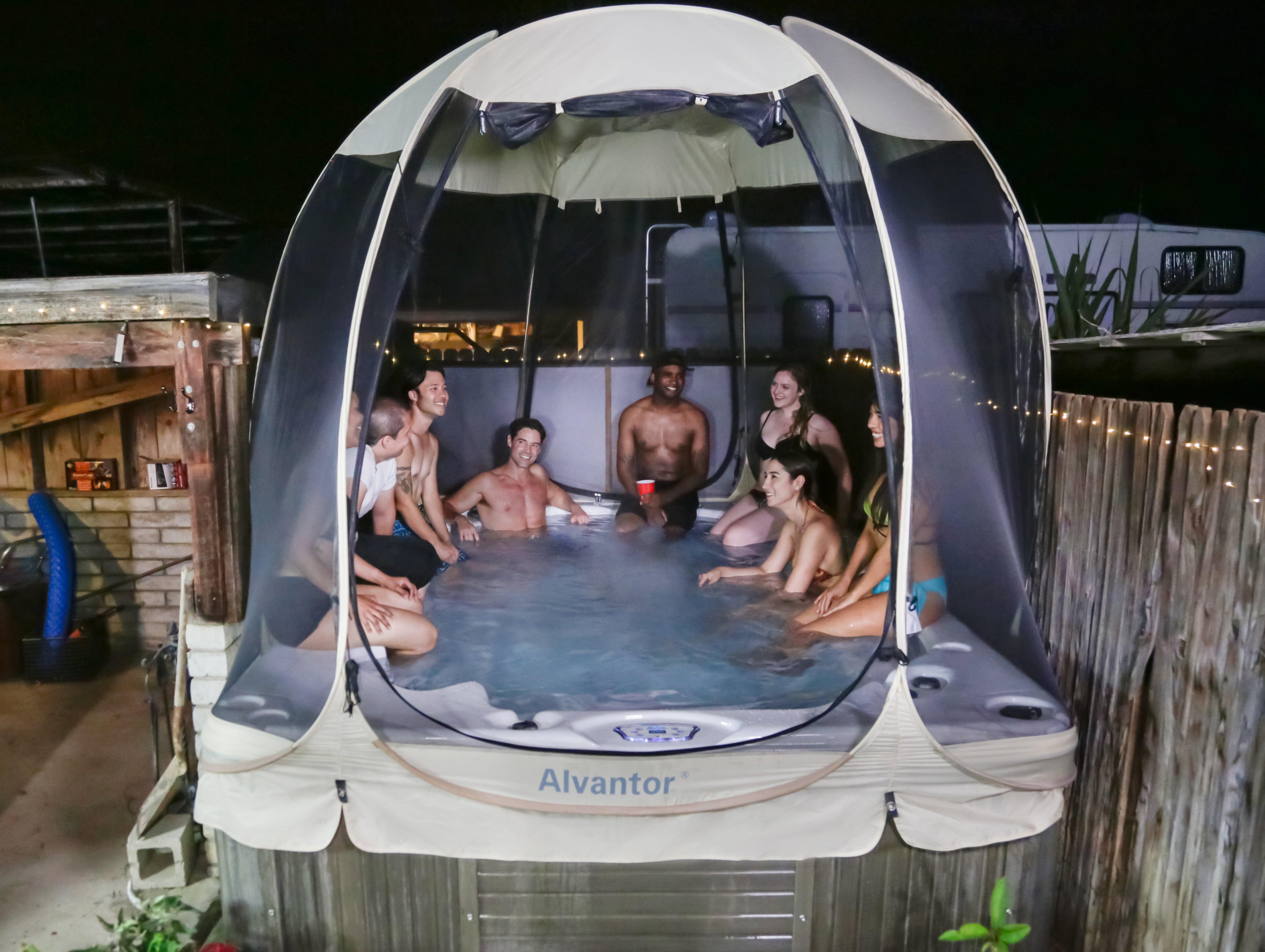12'x12' pop-up screen house on bath pool