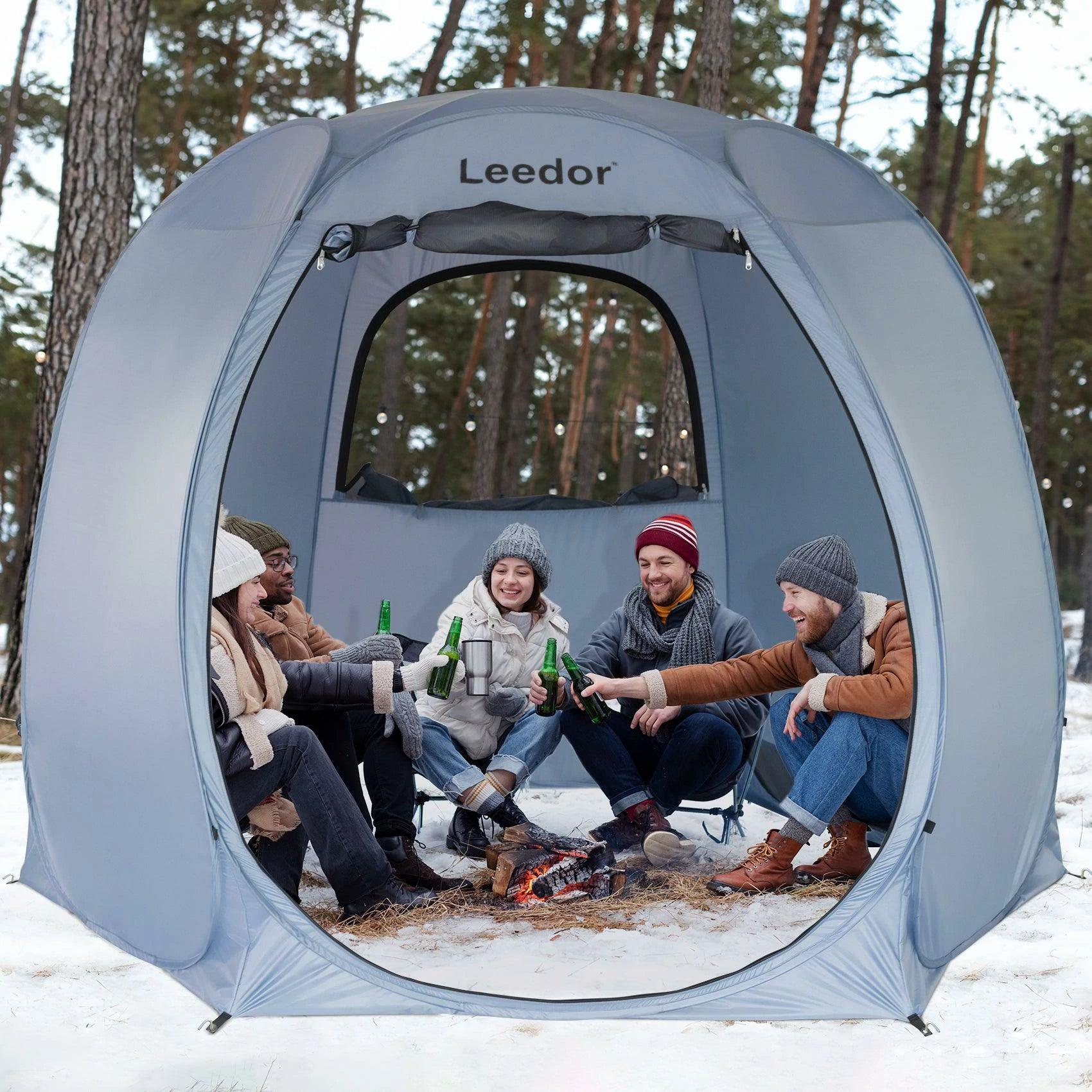 Stay warm on snowy days in the leedor pop-up tent