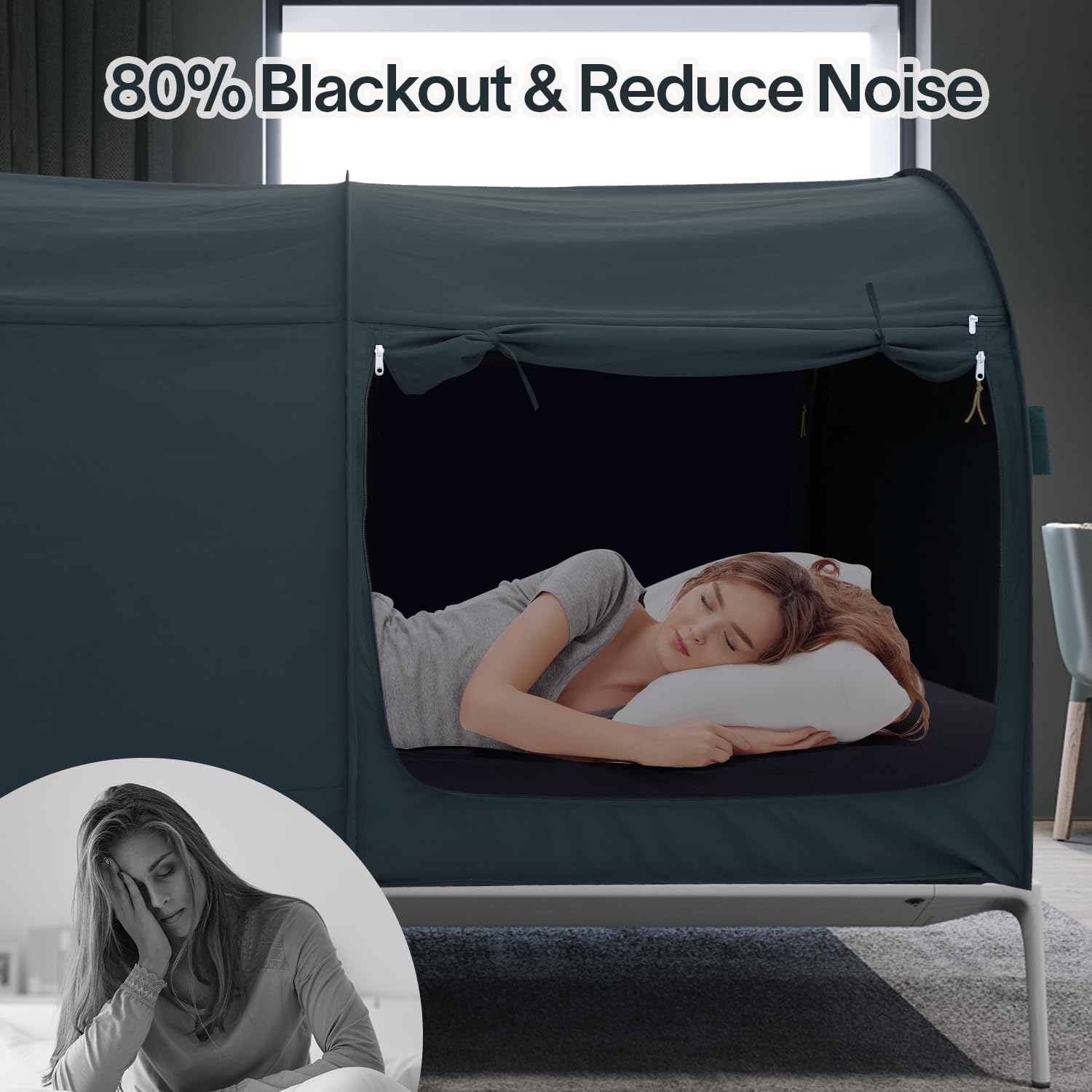 Bed Tent Dream Tents Bed Canopy Shelter Cabin Indoor Privacy Warm Breathable Pop Up Twin/Full/Queen for Kids and Adult Patent Pending(Mattress Not Included)