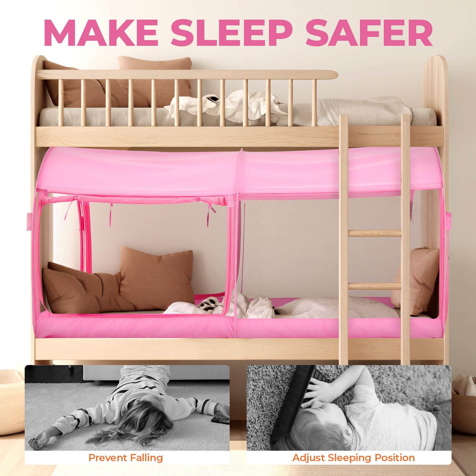 Alvantor Mosquito Net Bed Canopy Tents Dream Privacy Space Twin Size Sleeping Tents Indoor Pop Up Portable Frame Breathable Cottage Pink (Mattress Not Included)