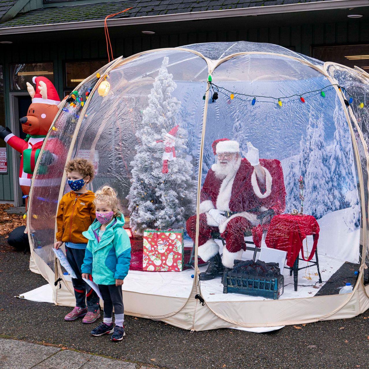 alvantor bubble tent post on WSJ as a santa globe