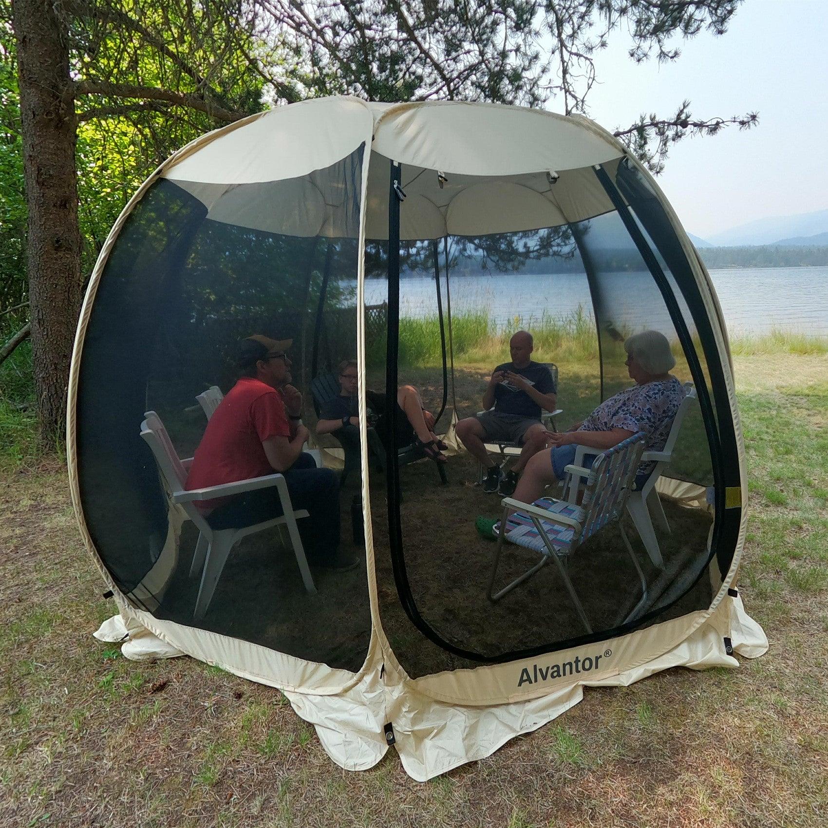 12'x12' portable screen house as mosquito-free lounges for outdoor gatherings