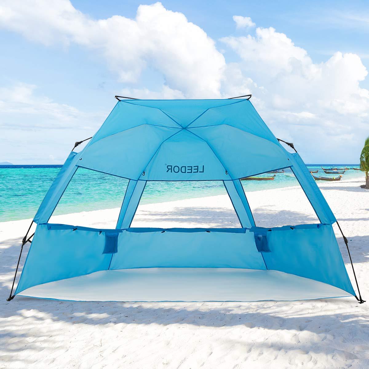 Leedor Beach Tent Sun Shelter Instant Beach Umbrella Easy Cabana - Alvantor