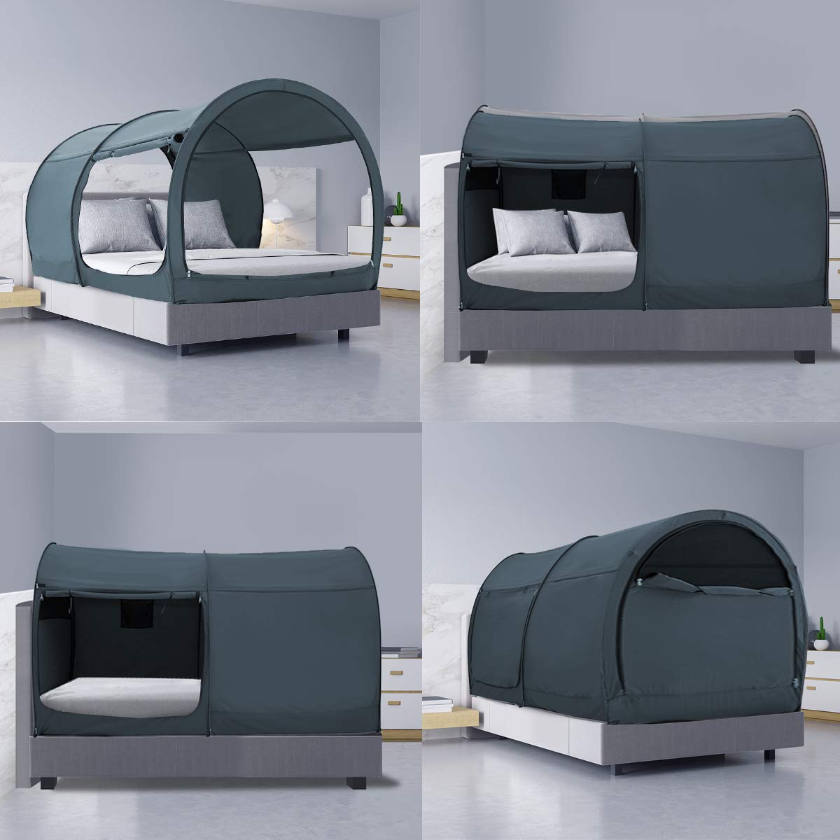 Privacy Bed Tent for Twin Size Bed – Indoor Pop Up Canopy Tent with Breathable Curtains, Light Blocking, Portable Frame (Mattress Not Included)