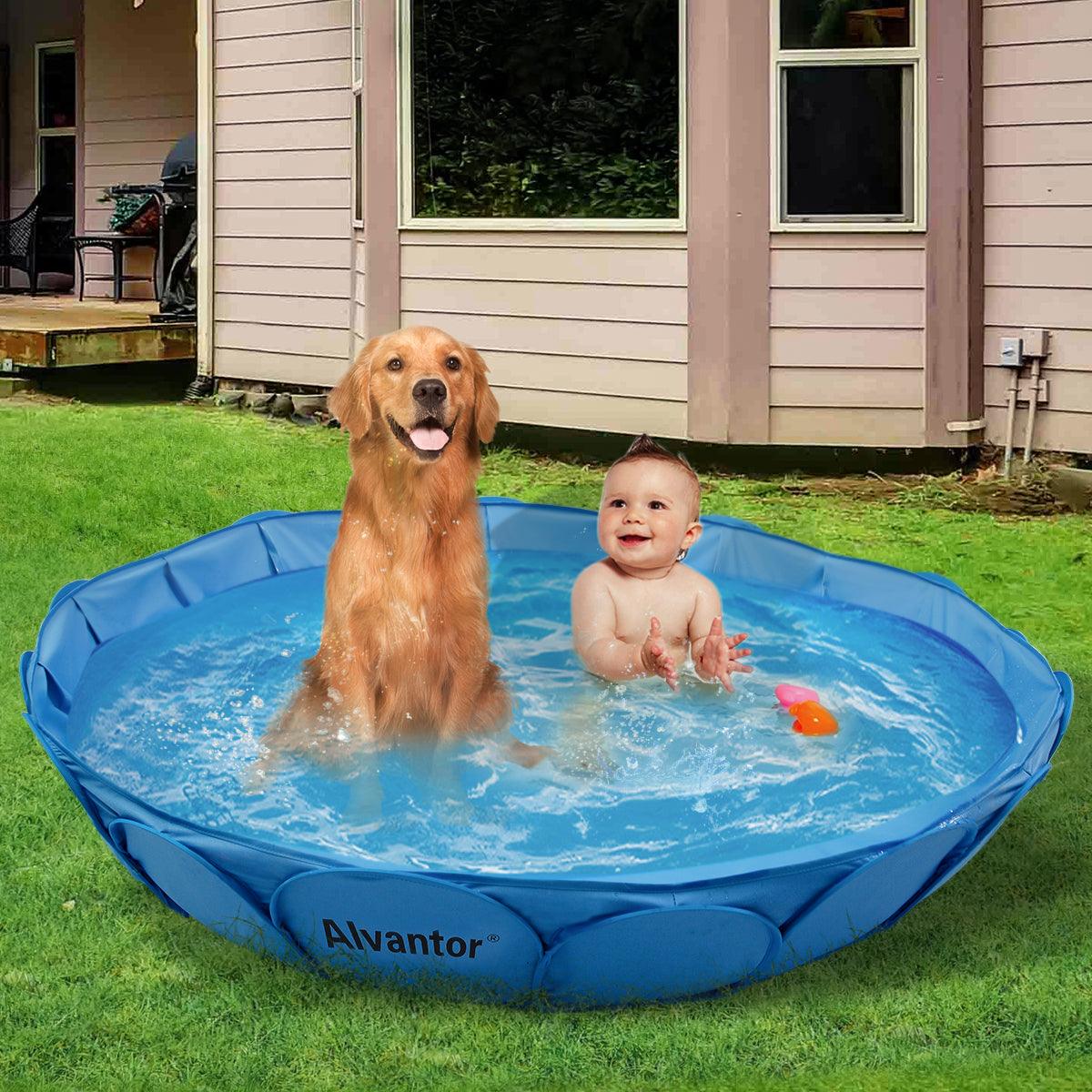 Alvantor Piscina doble para mascotas – Bañera plegable y portátil para  perros – Piscinas infantiles de plástico duro – Diversión en interiores y