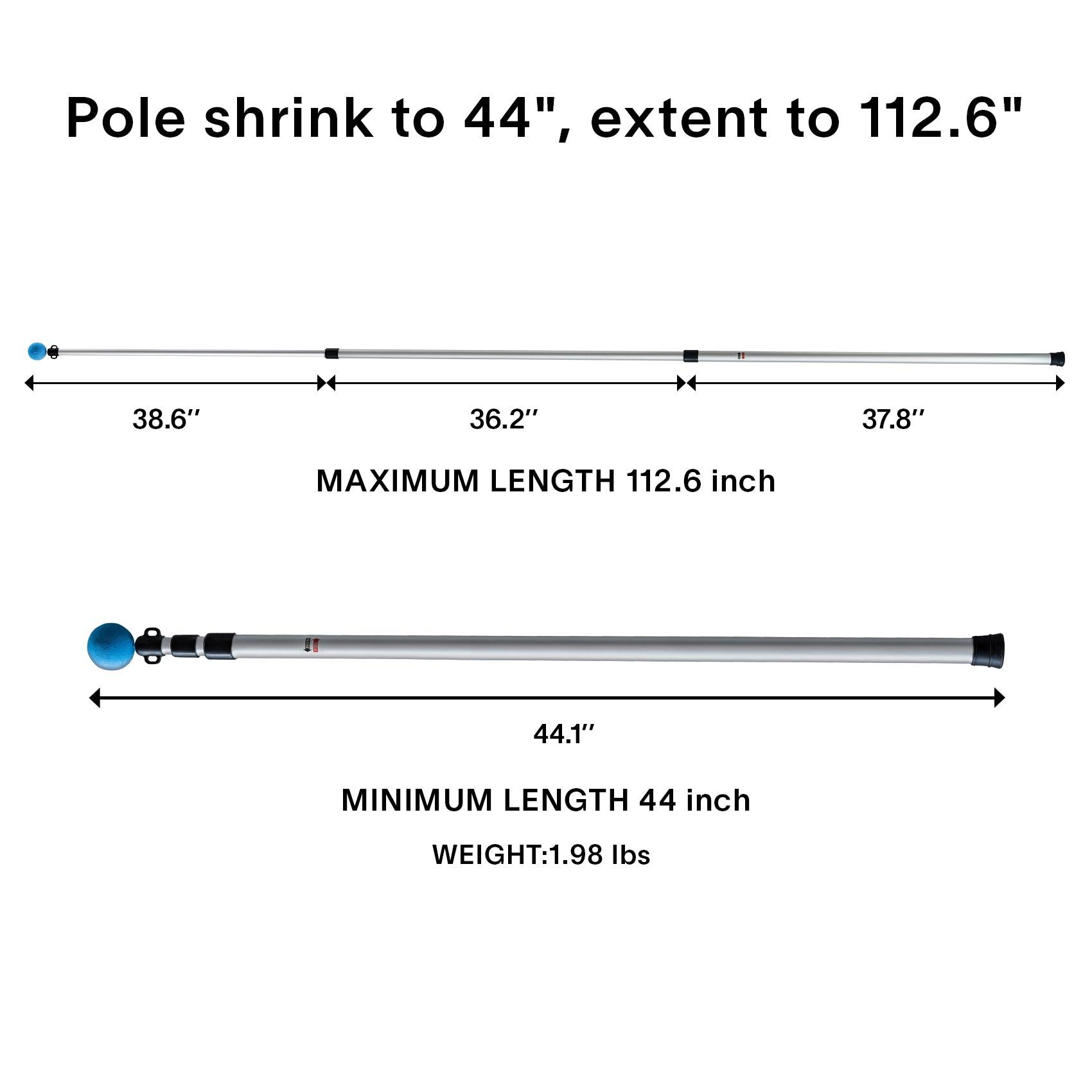 Alvantor Aluminum Telescoping Tarp Poles adjustable Rods for Alvantor Screen House & Bubble Tent, Portable Awning Poles for Tent Fly & Tarps Canopy, Lightweight Poles for Camping, Hiking, Backpacking, Only one piece, Extend to 112.6”