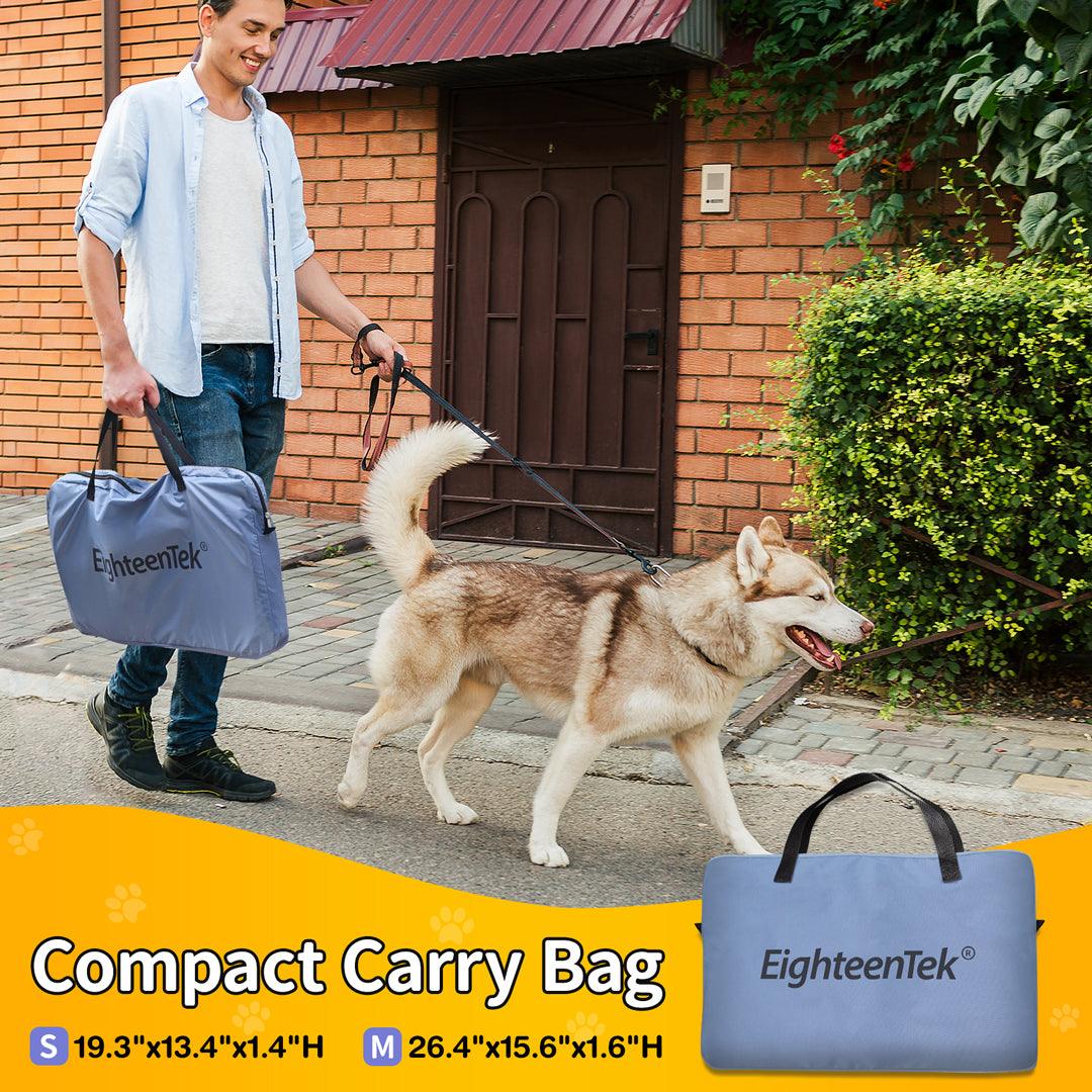 put into a compact carry bag size, this pet playpen is foldable and portable for travel and store